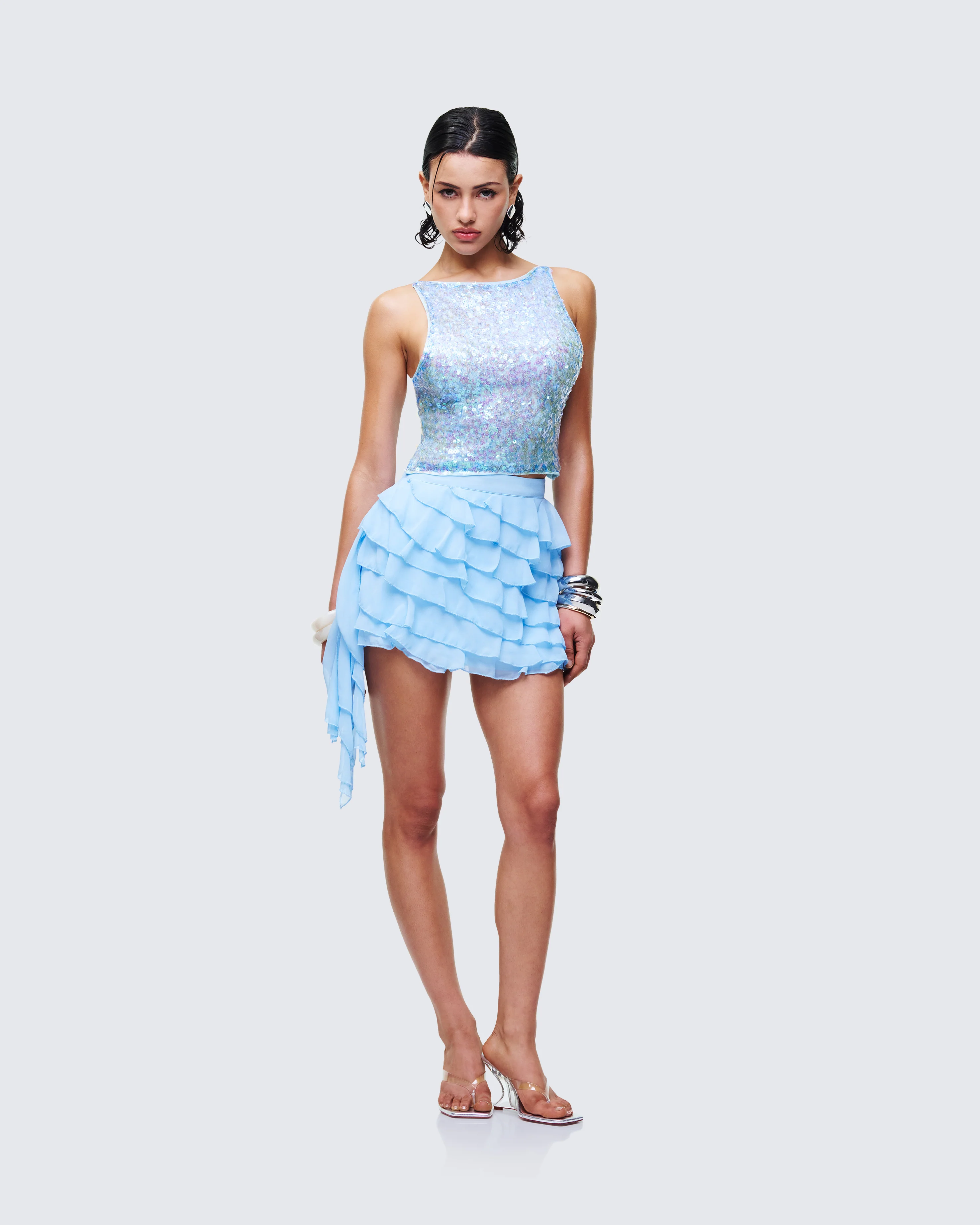 Elora Blue Sequin Cami Vest - Image 5