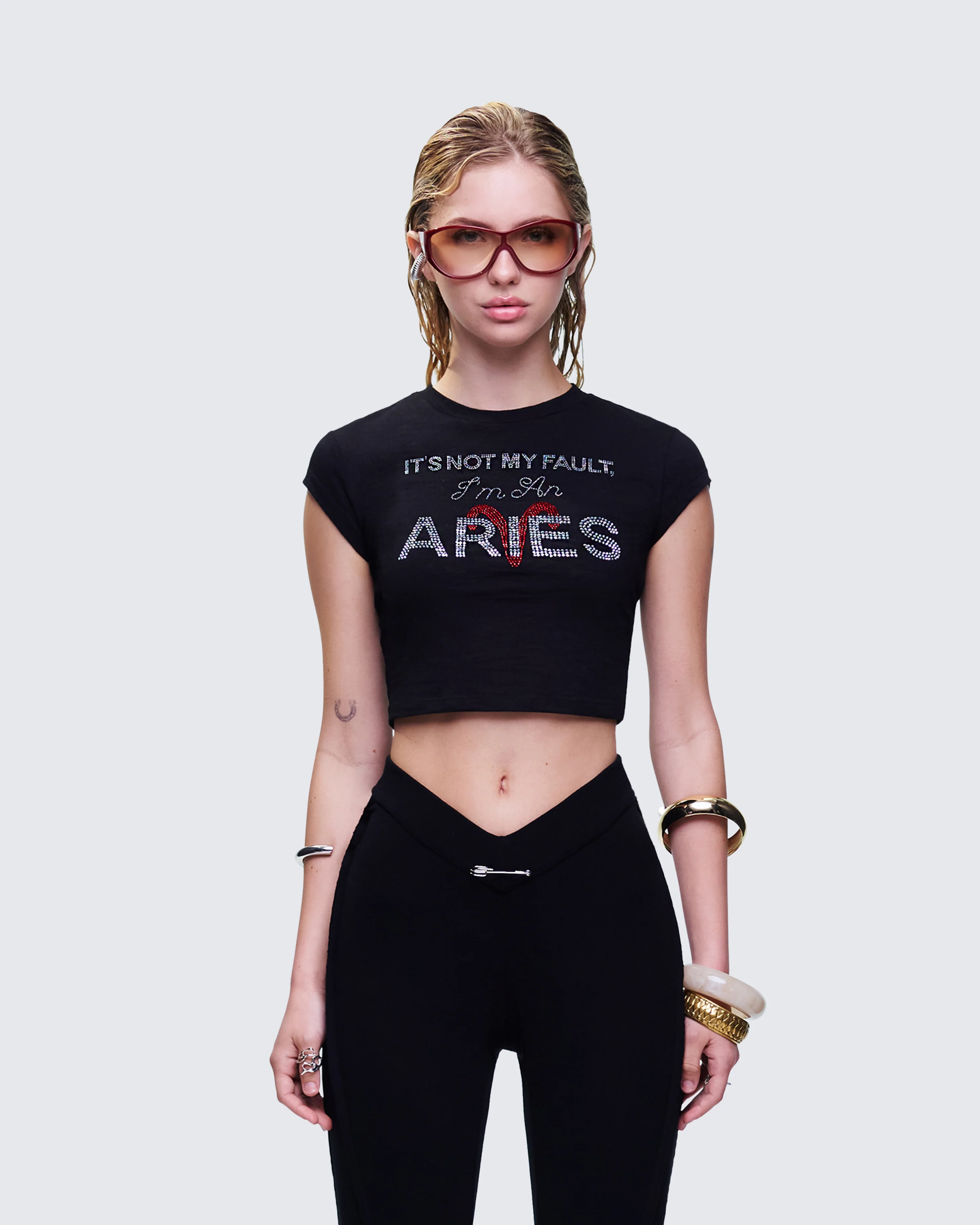 Elowen Black Aries Graphic Top - Image 2