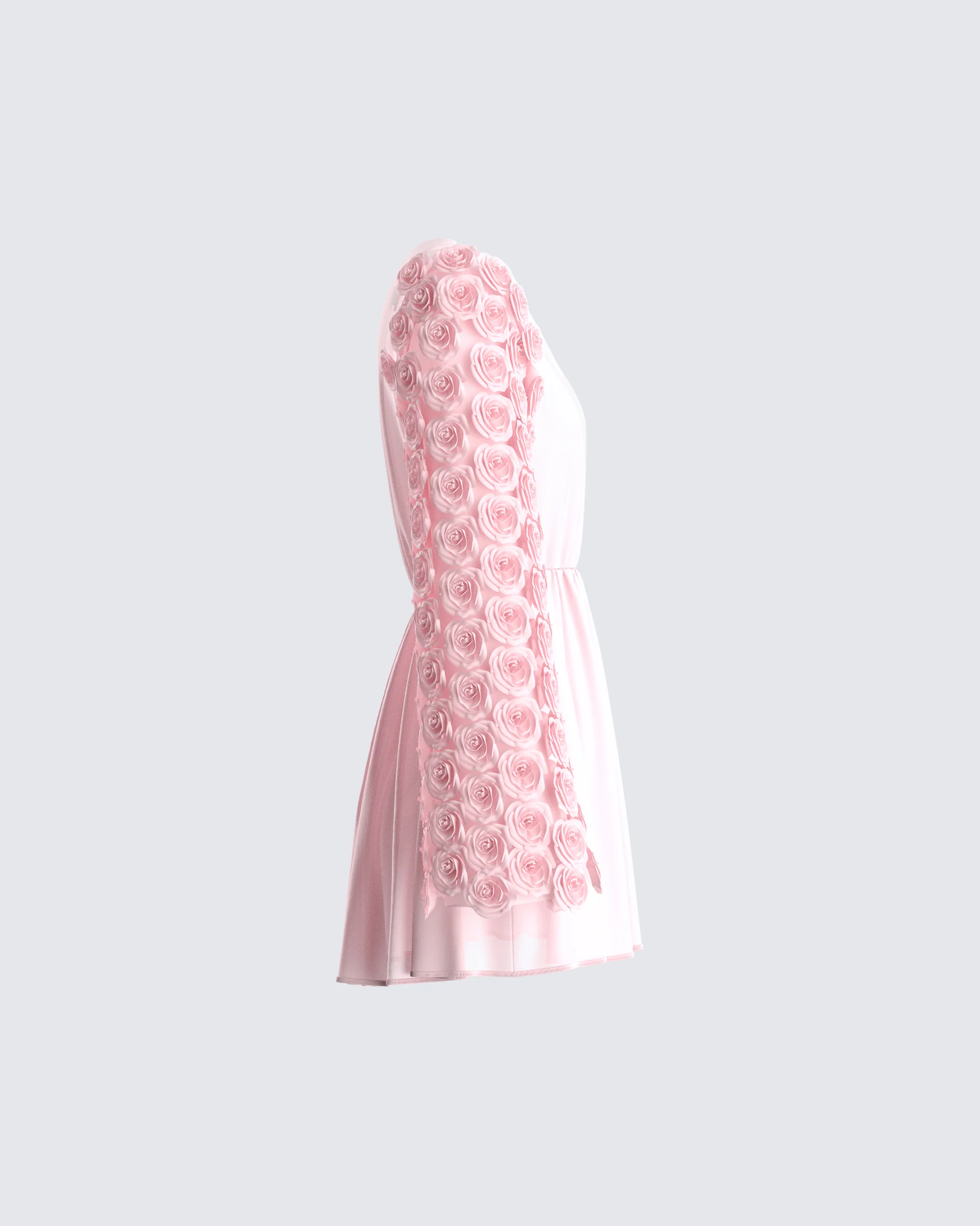 Elvia Pink Pleated Flower Dress - Image 2