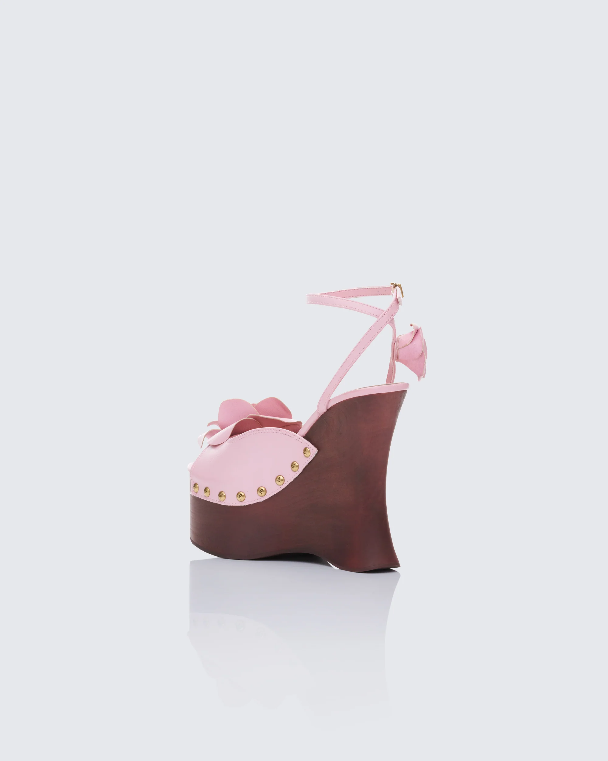 Elyanna Pink Corsage Wooden Wedges - Image 3