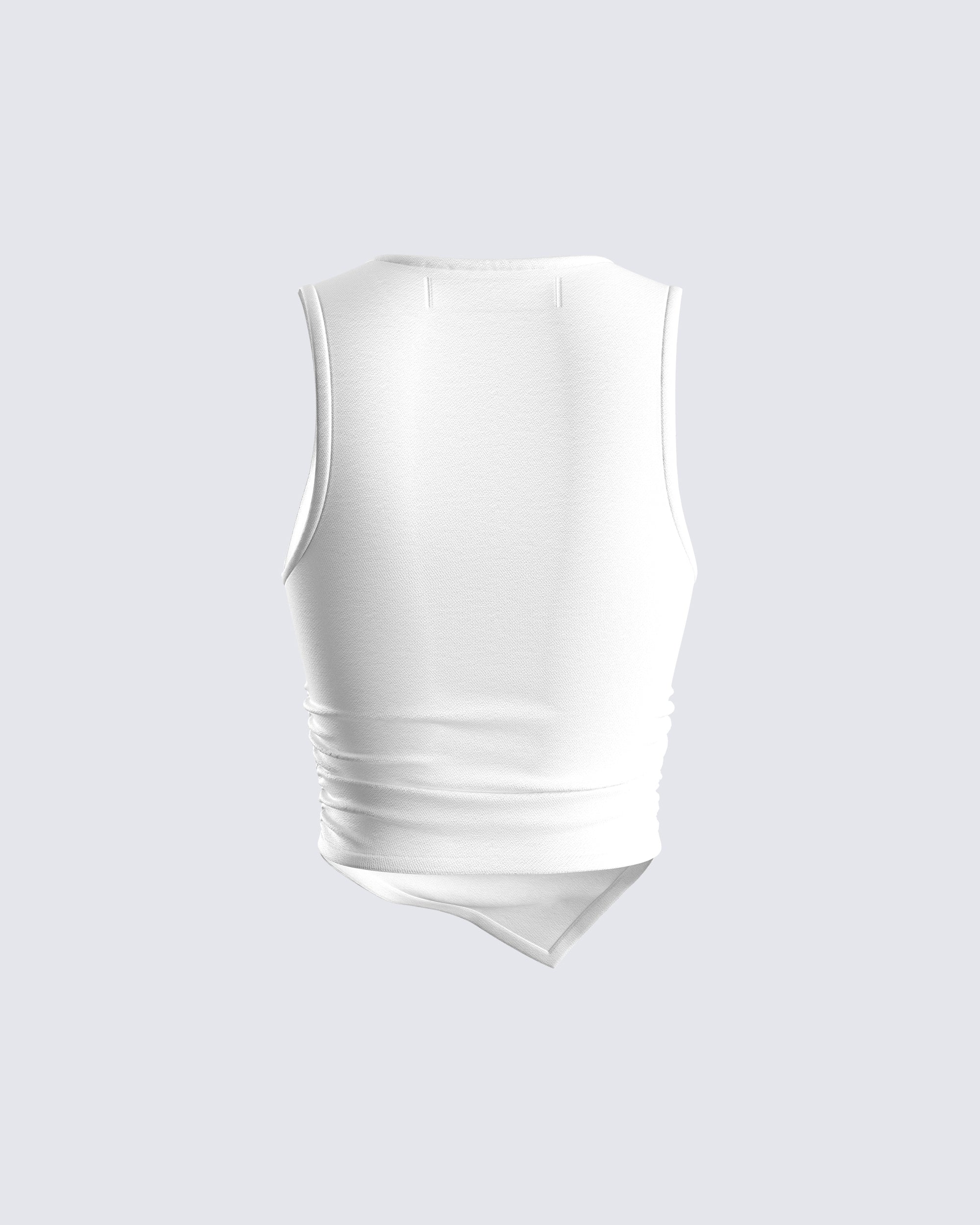 Ema White Jersey Tank Top - Image 3