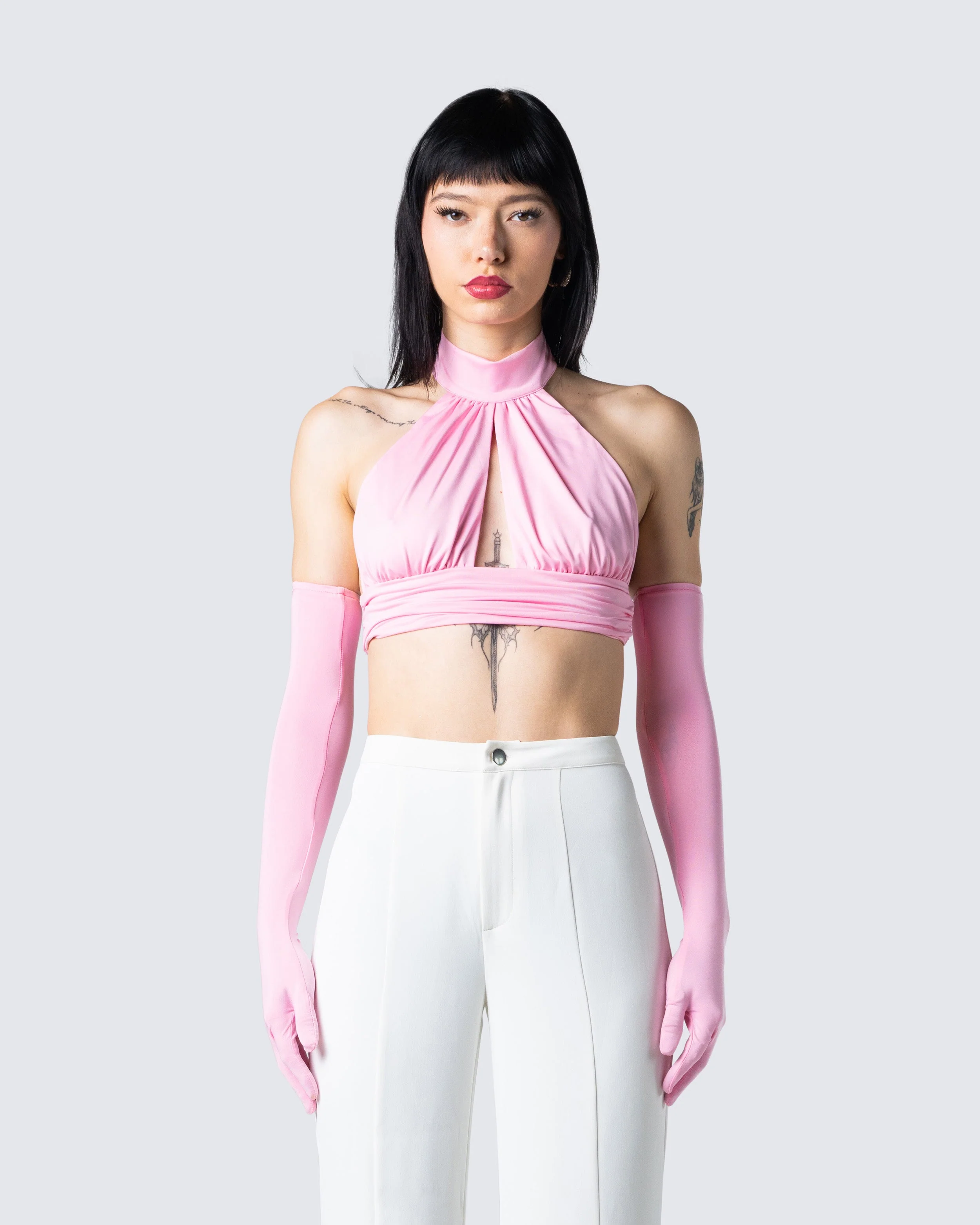 Emmy Pink Halter Crop Top - Image 4