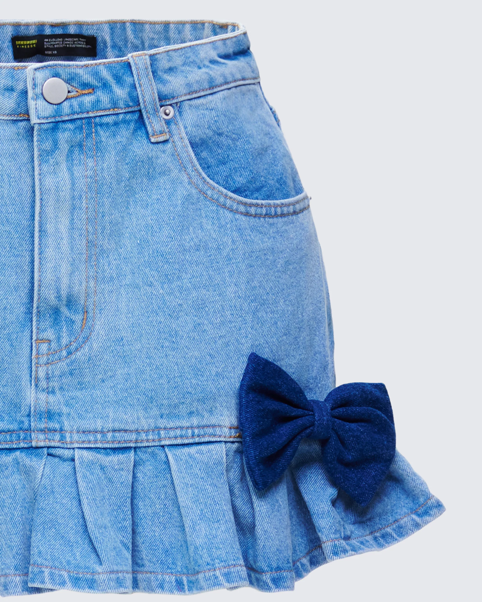 Emogen Pleated Denim Mini Skirt - Image 7