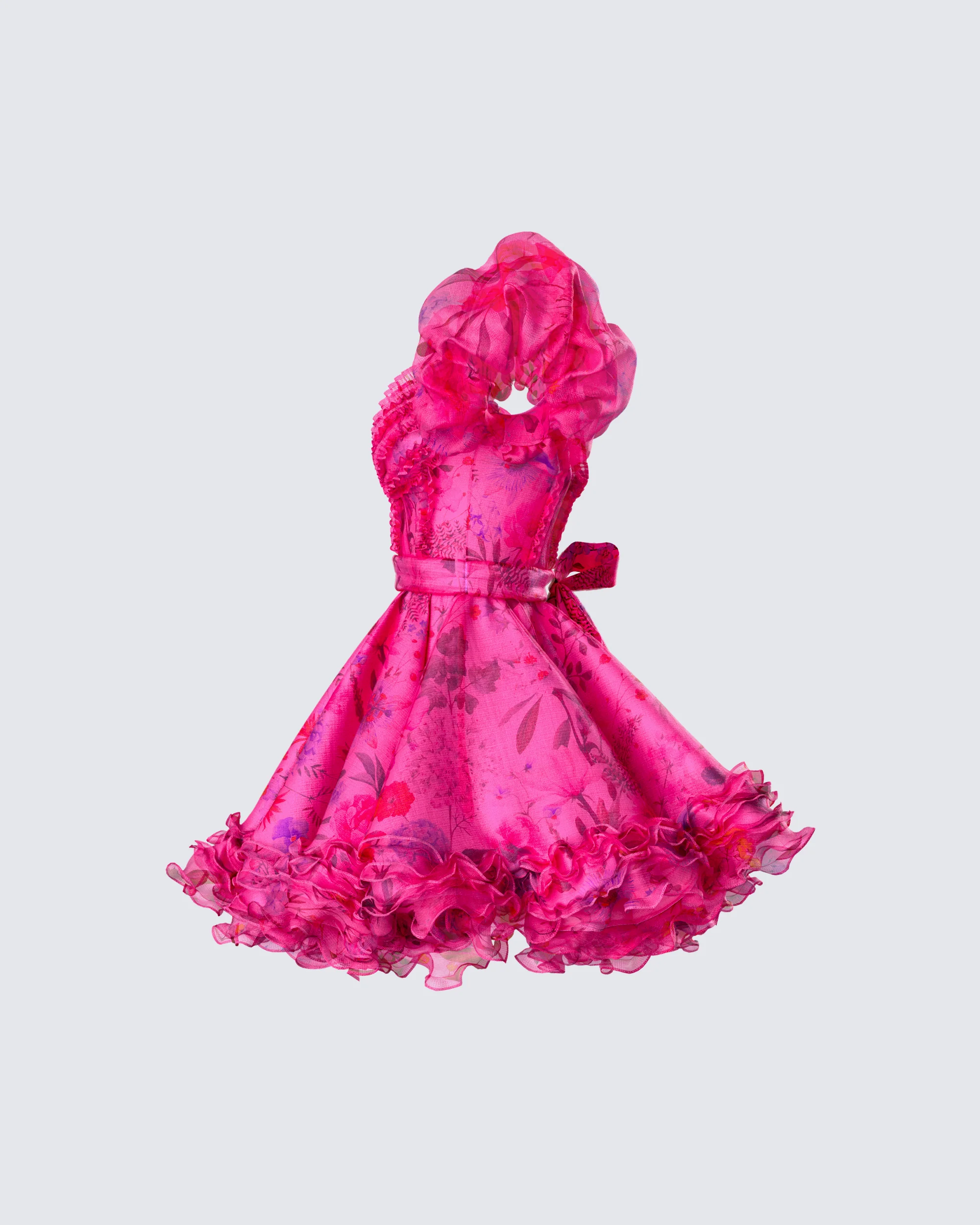 Eni Pink Floral Organza Mini Dress - Image 2