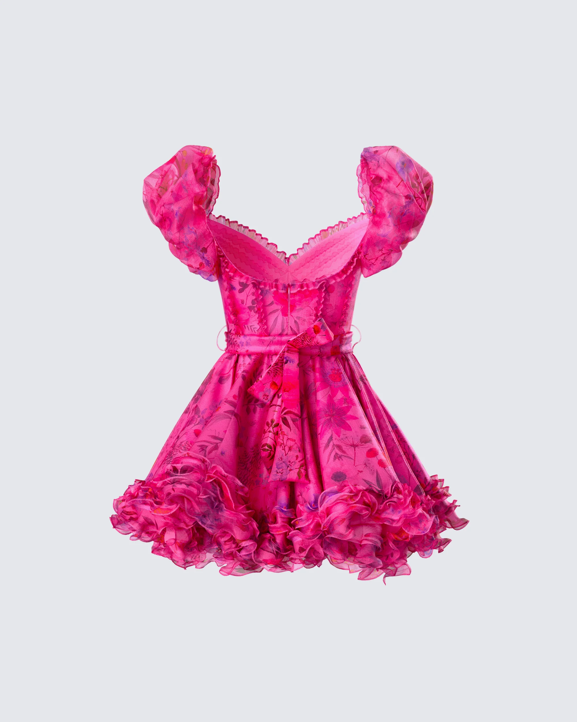 Eni Pink Floral Organza Mini Dress - Image 3