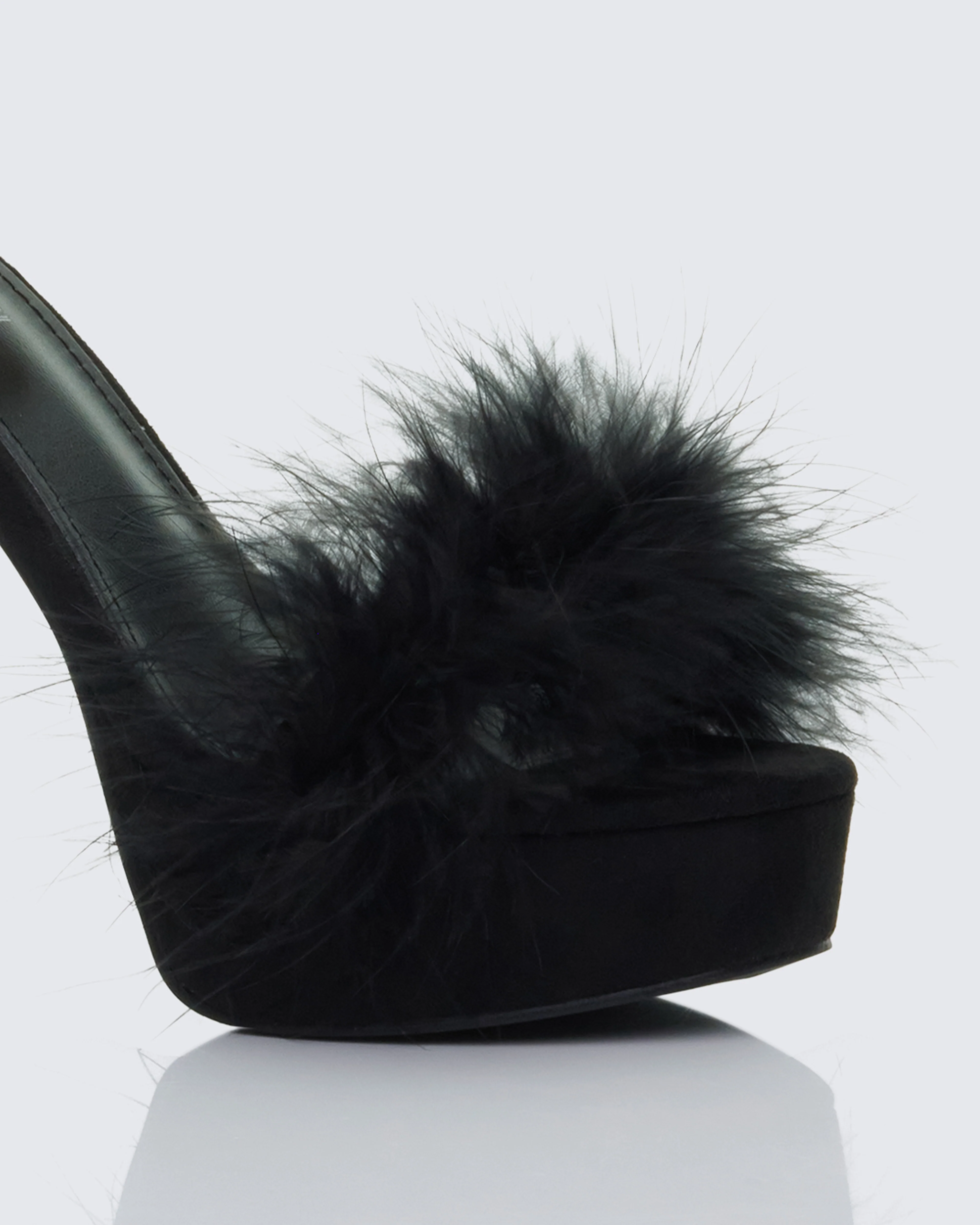 Erminia Black Feather Detail Heels - Image 4