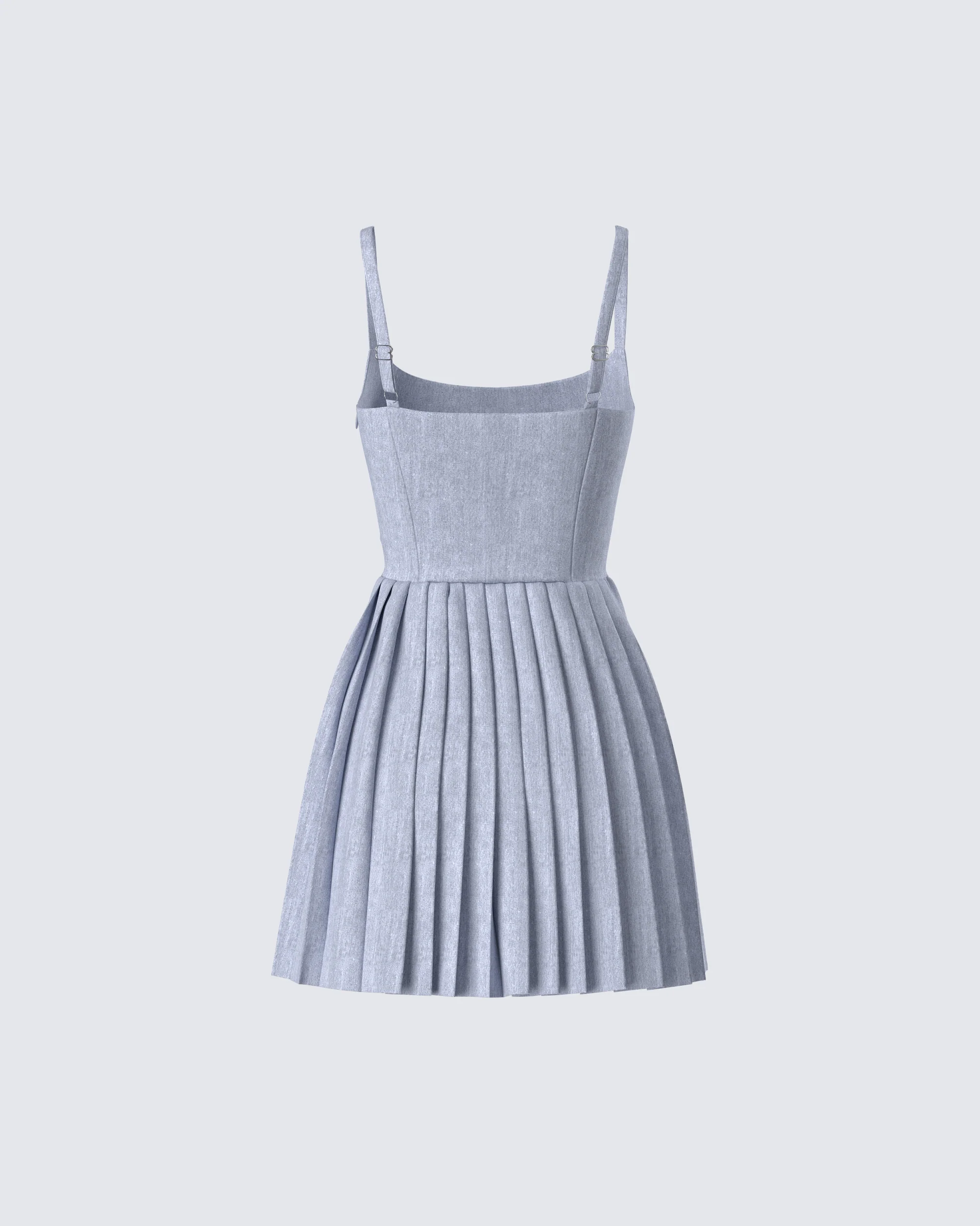 Eudora Grey Pleated Mini Dress - Image 3