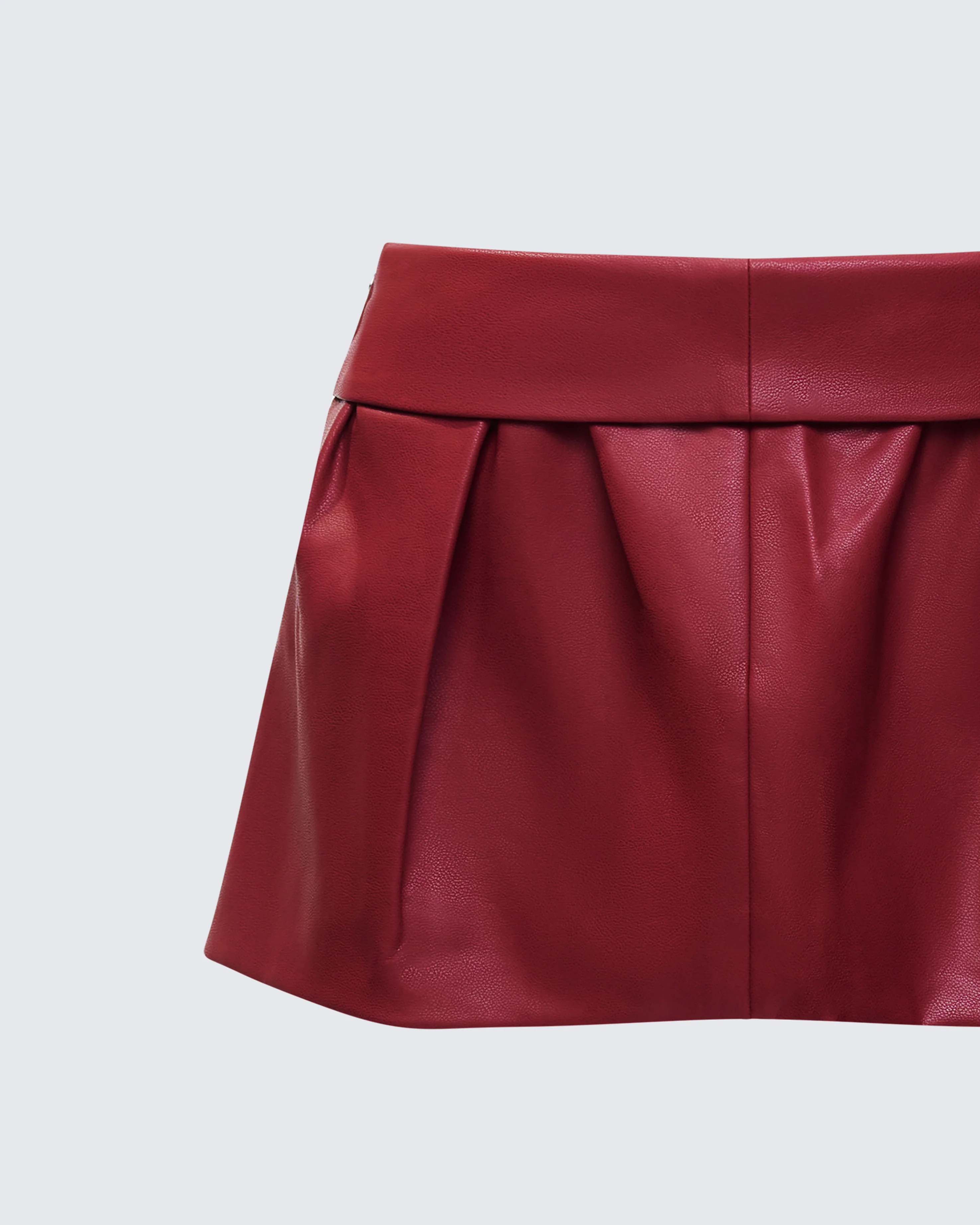 Eunji Red Vegan Leather Micro Mini Skirt - Image 6