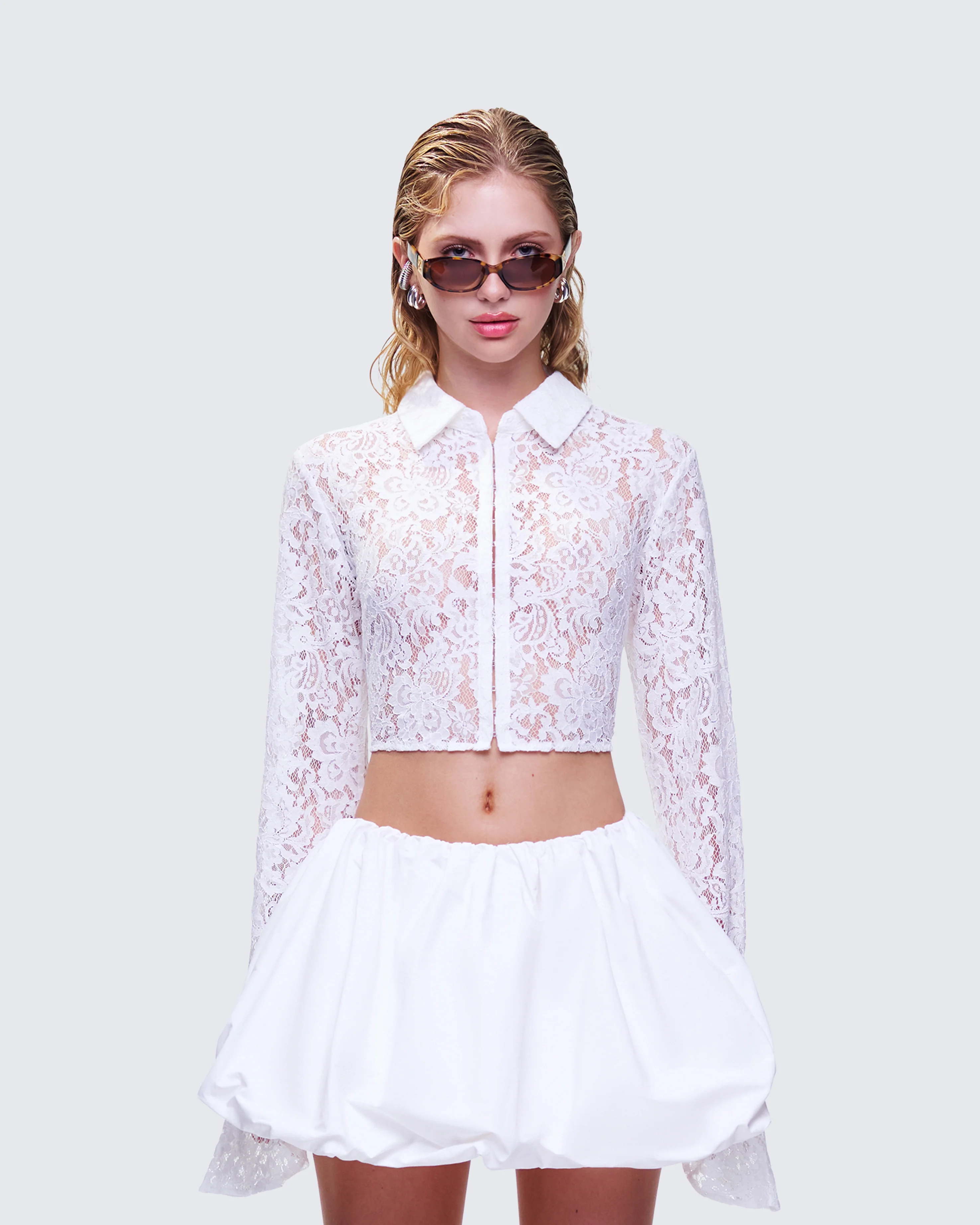 Eunji White Lace Blouse Top - Image 2