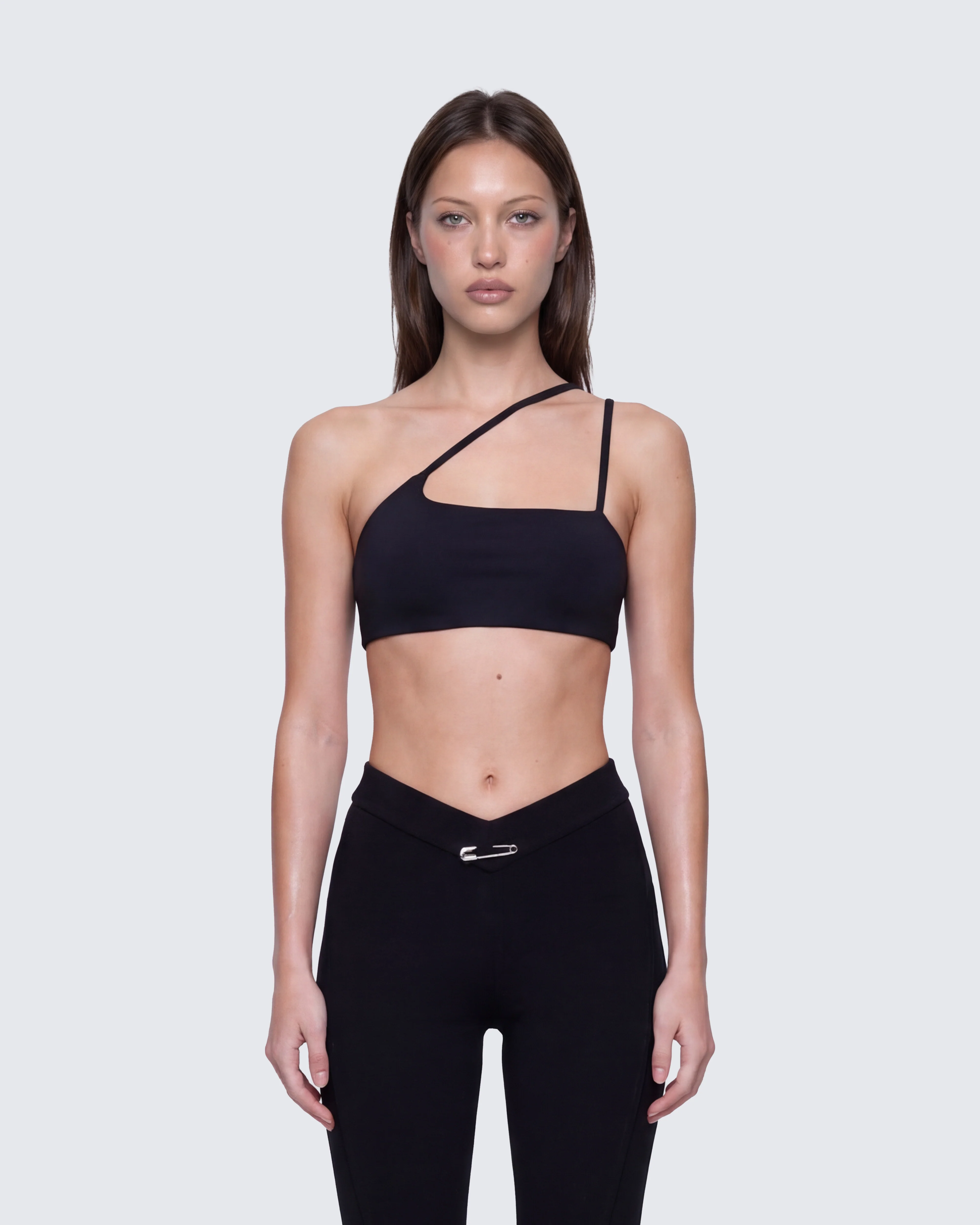 Eva Black Asymmetric Ultra Cropped Top - Image 3