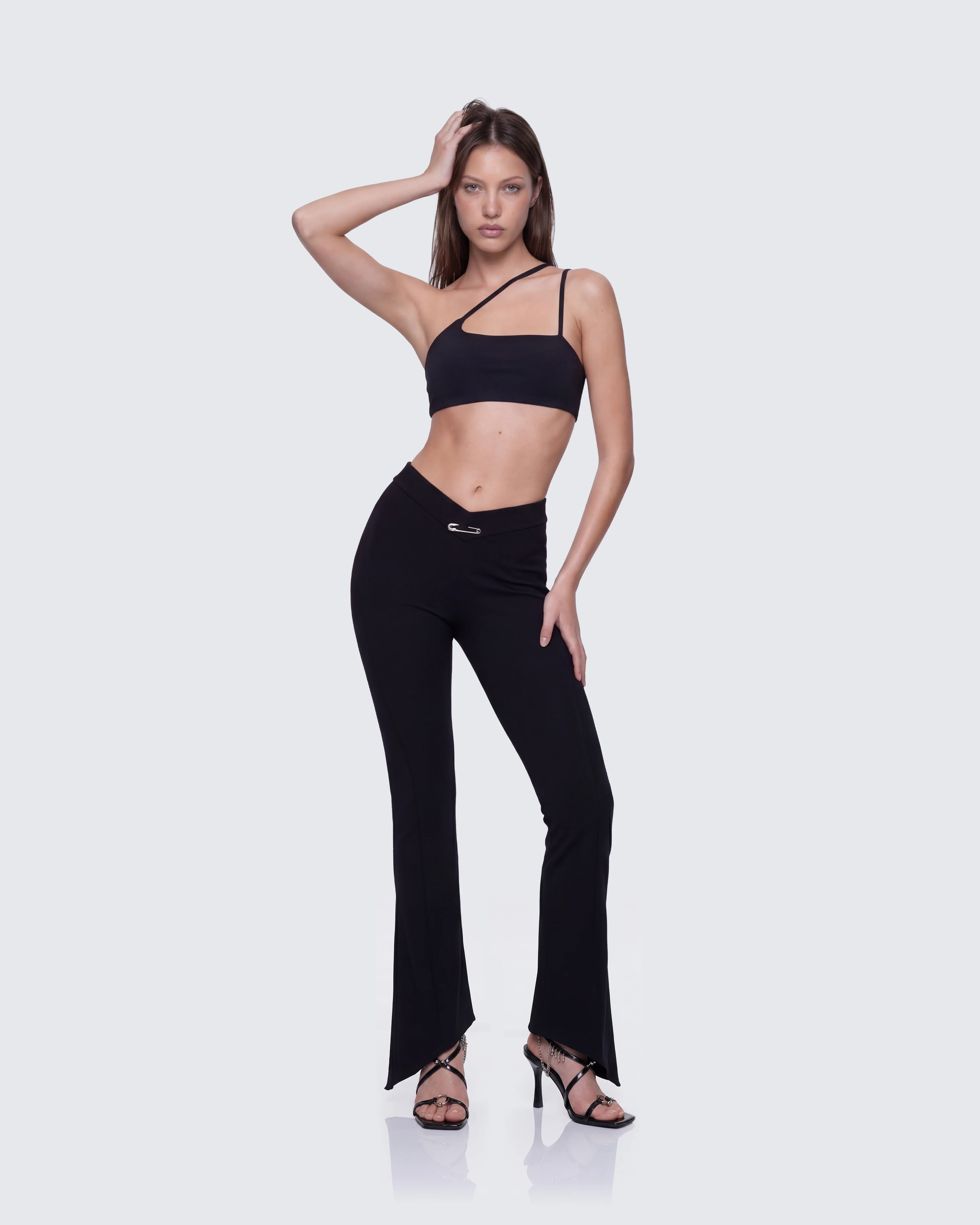 Eva Black Asymmetric Ultra Cropped Top - Image 6