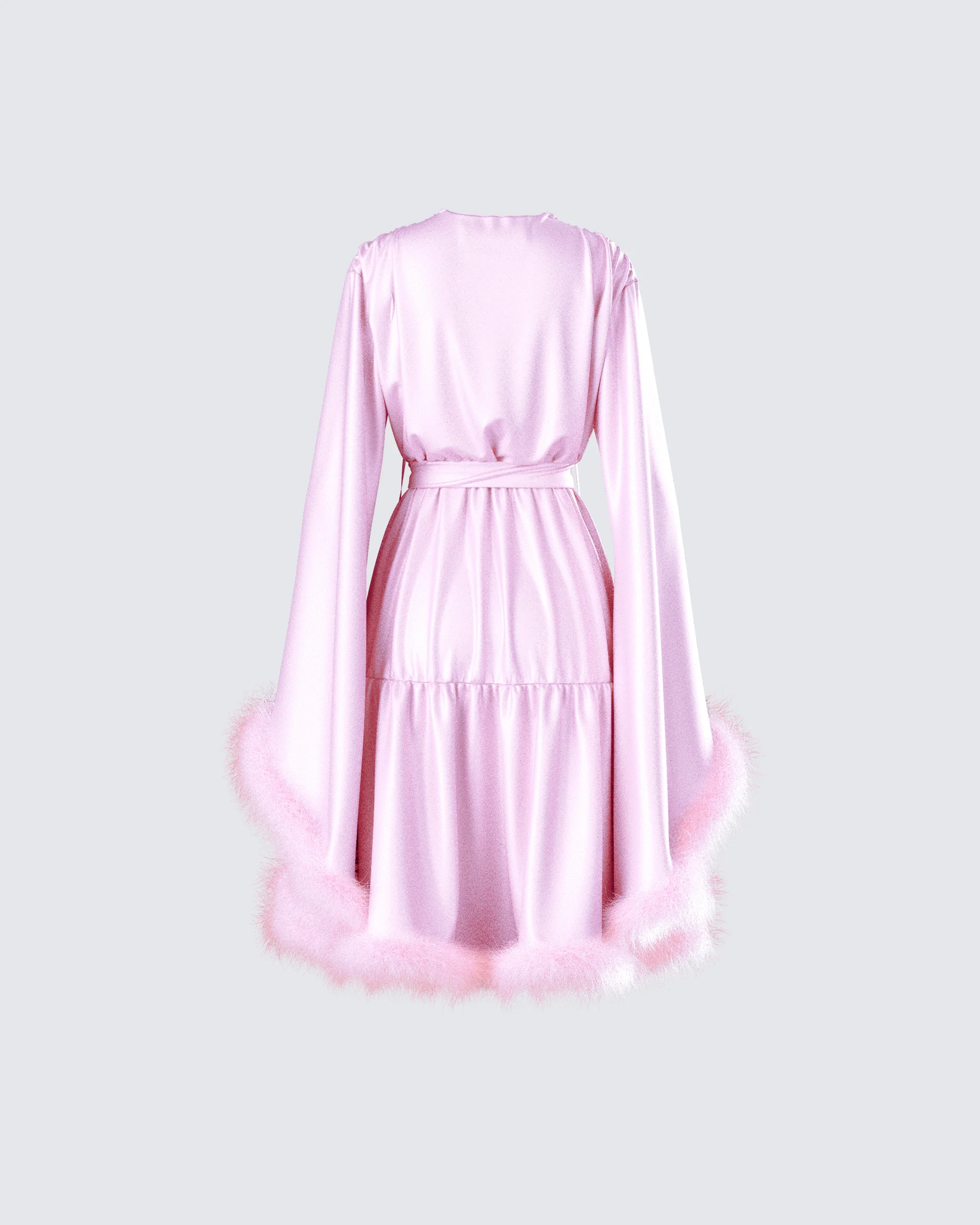Evalie Pink Feather Trim Robe - Image 3