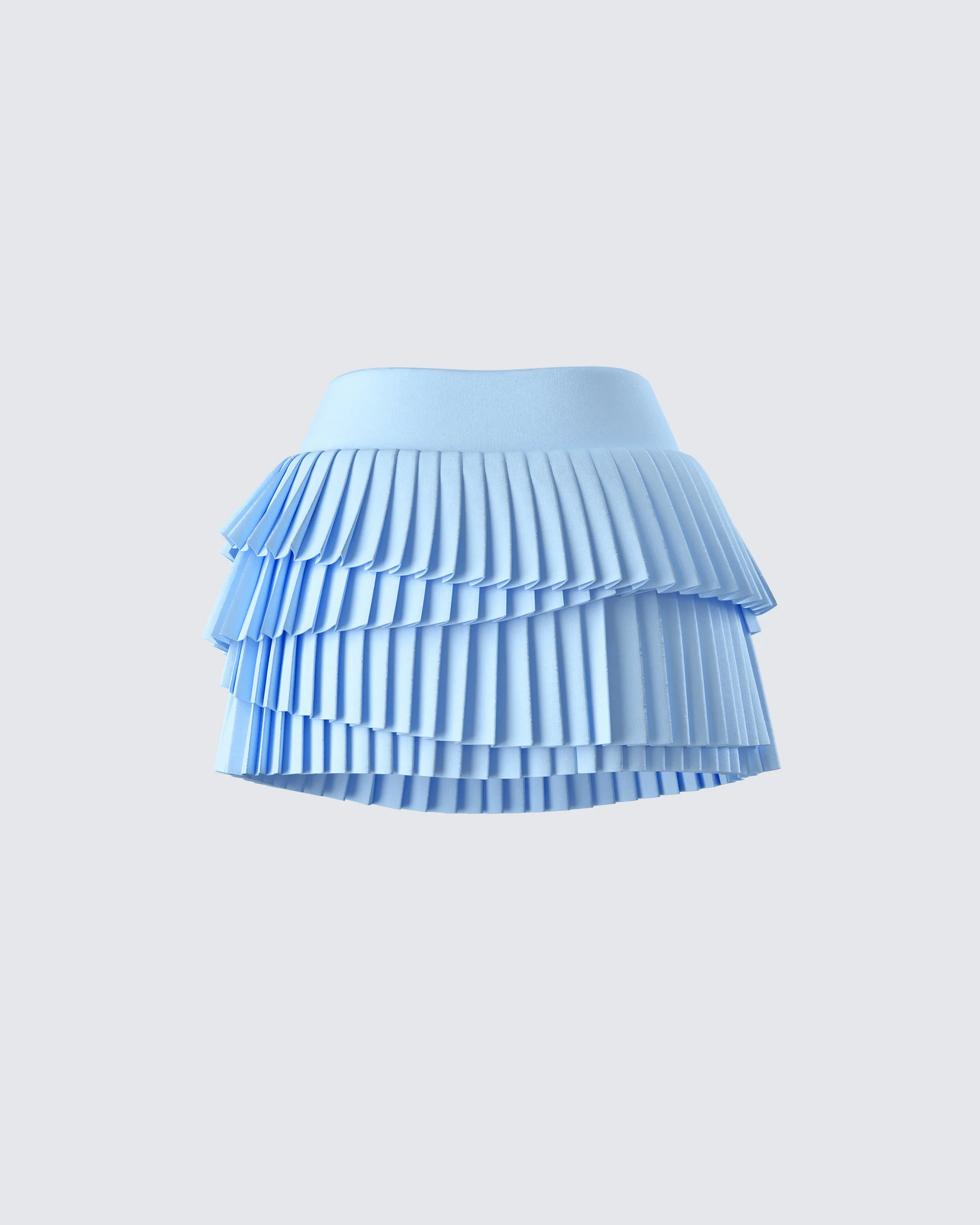 Evalina Blue Pleated Mini Skirt - Image 3