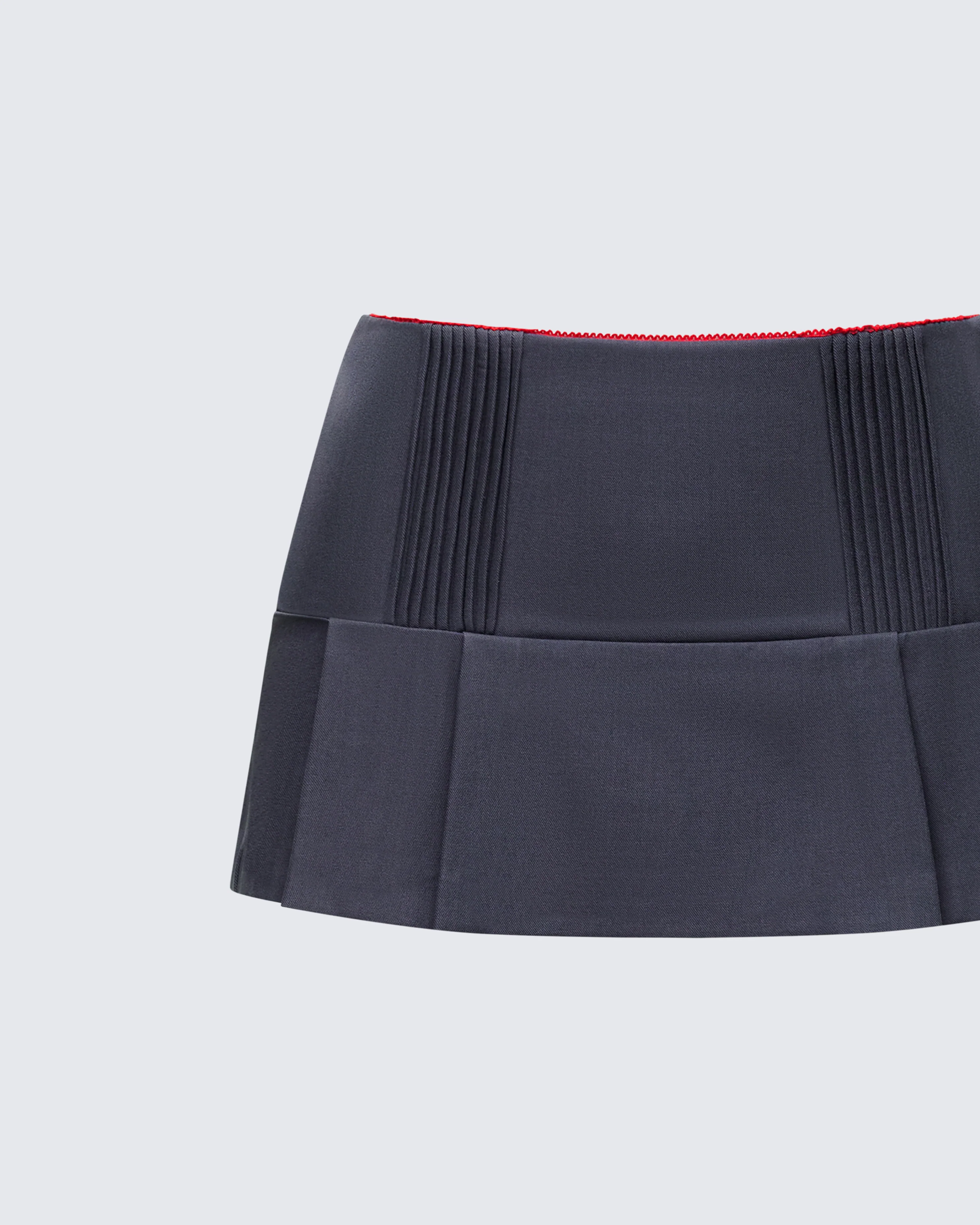 Aisla Grey Tailored Pleated Mini Skirt - Image 6