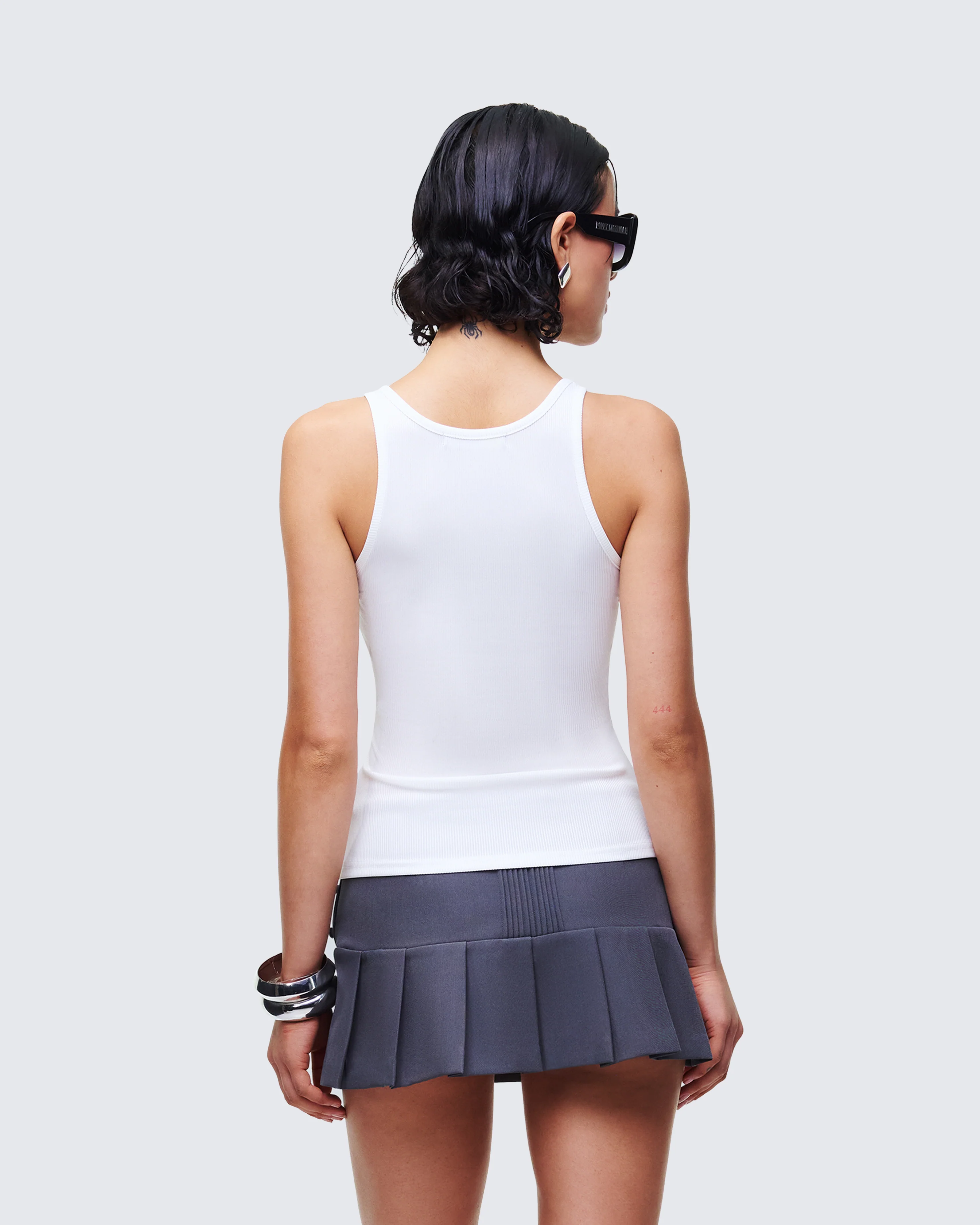 Evina White Graphic Rib Tank - Image 4