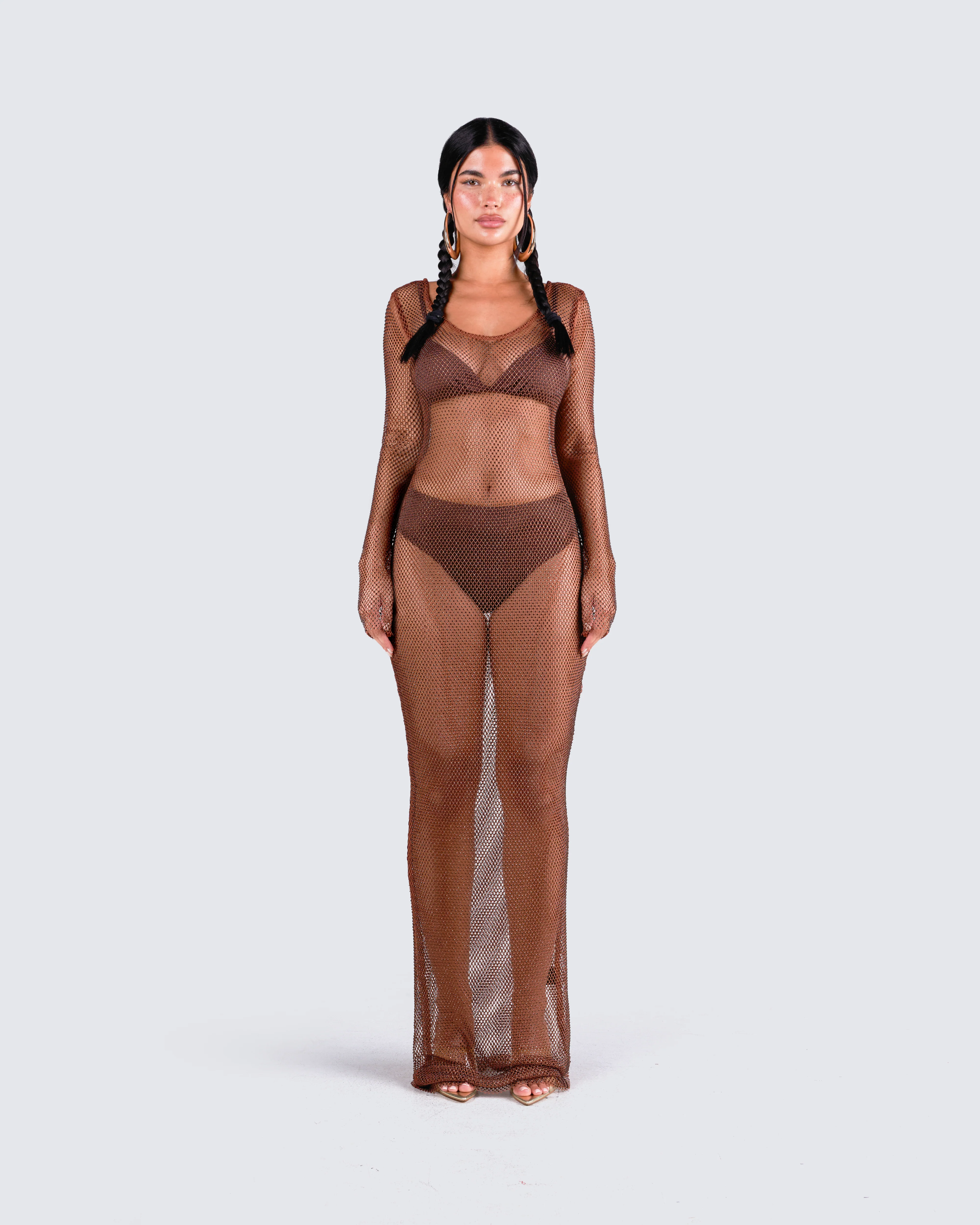 Ewa Brown Rhinestone Maxi Dress - Image 4