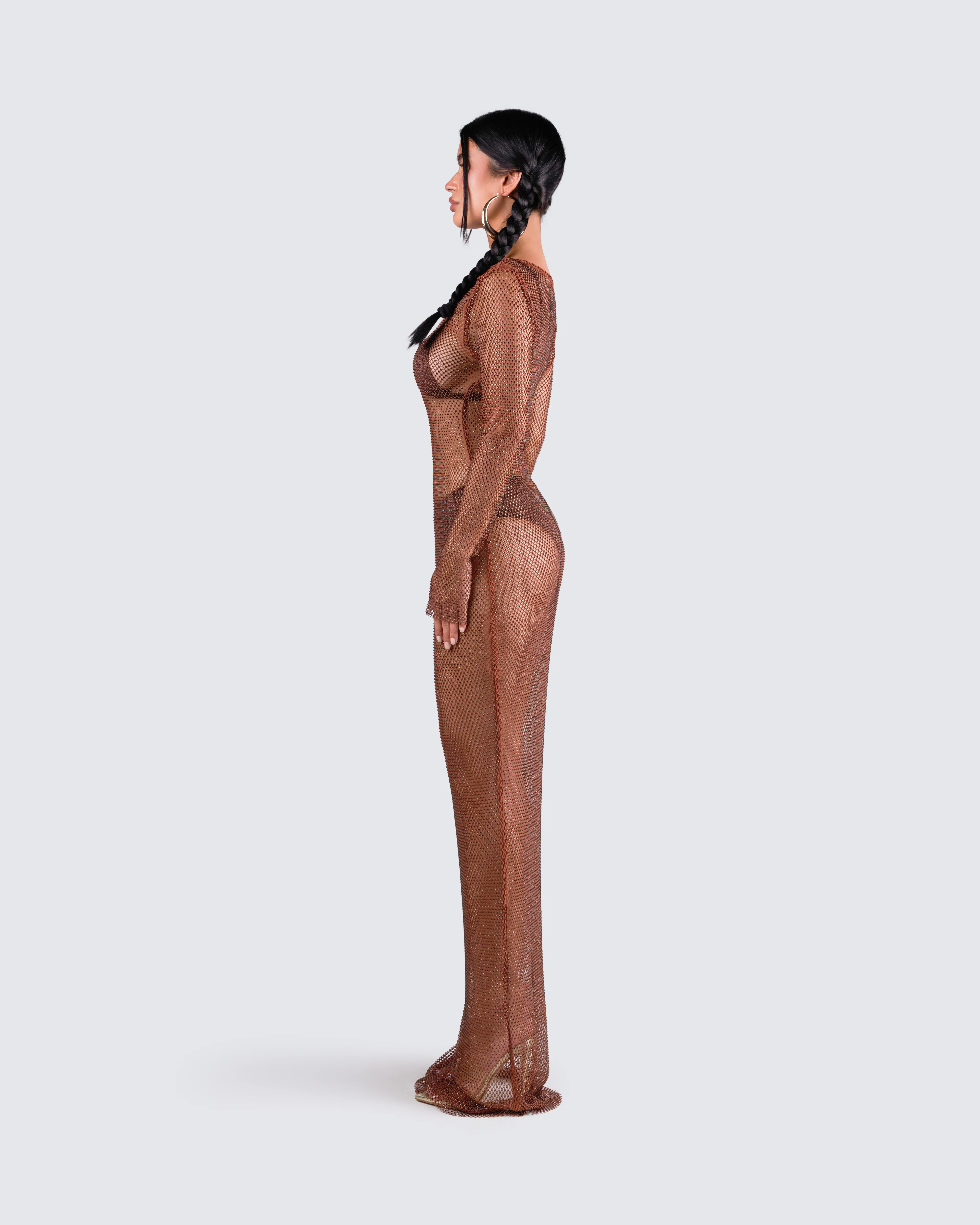 Ewa Brown Rhinestone Maxi Dress - Image 6