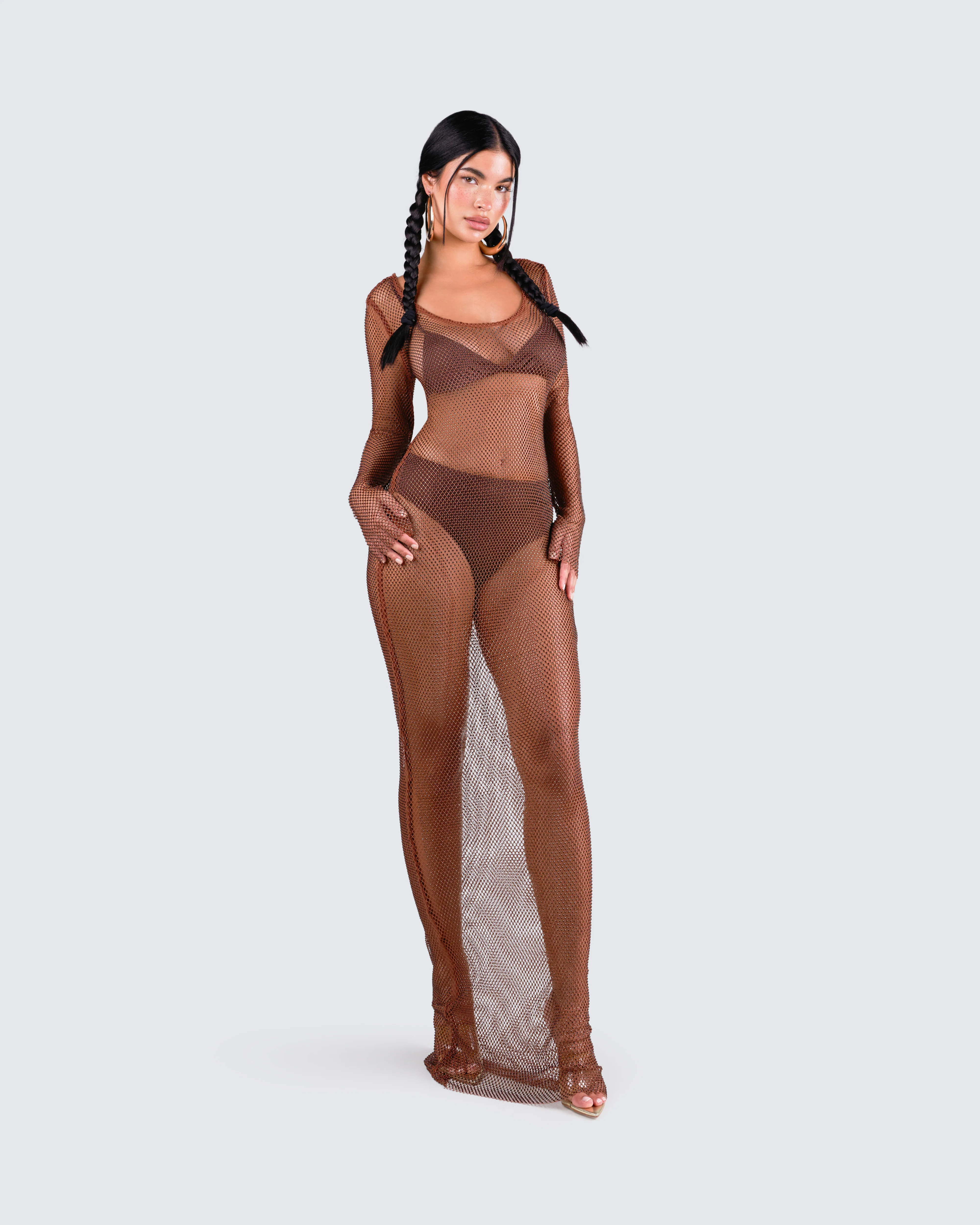 Ewa Brown Rhinestone Maxi Dress - Image 8