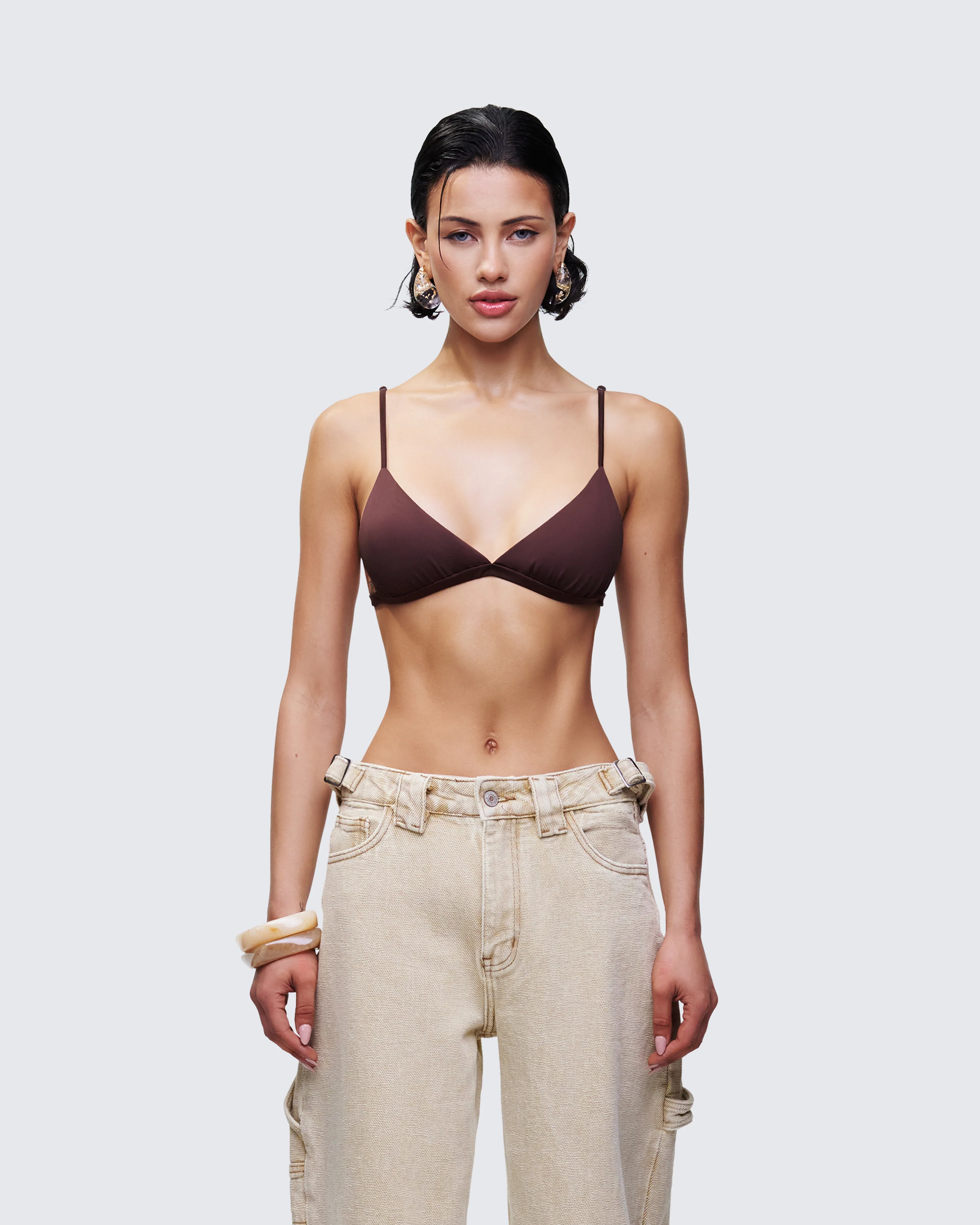Ewa Brown Triangle Bralette Top - Image 2