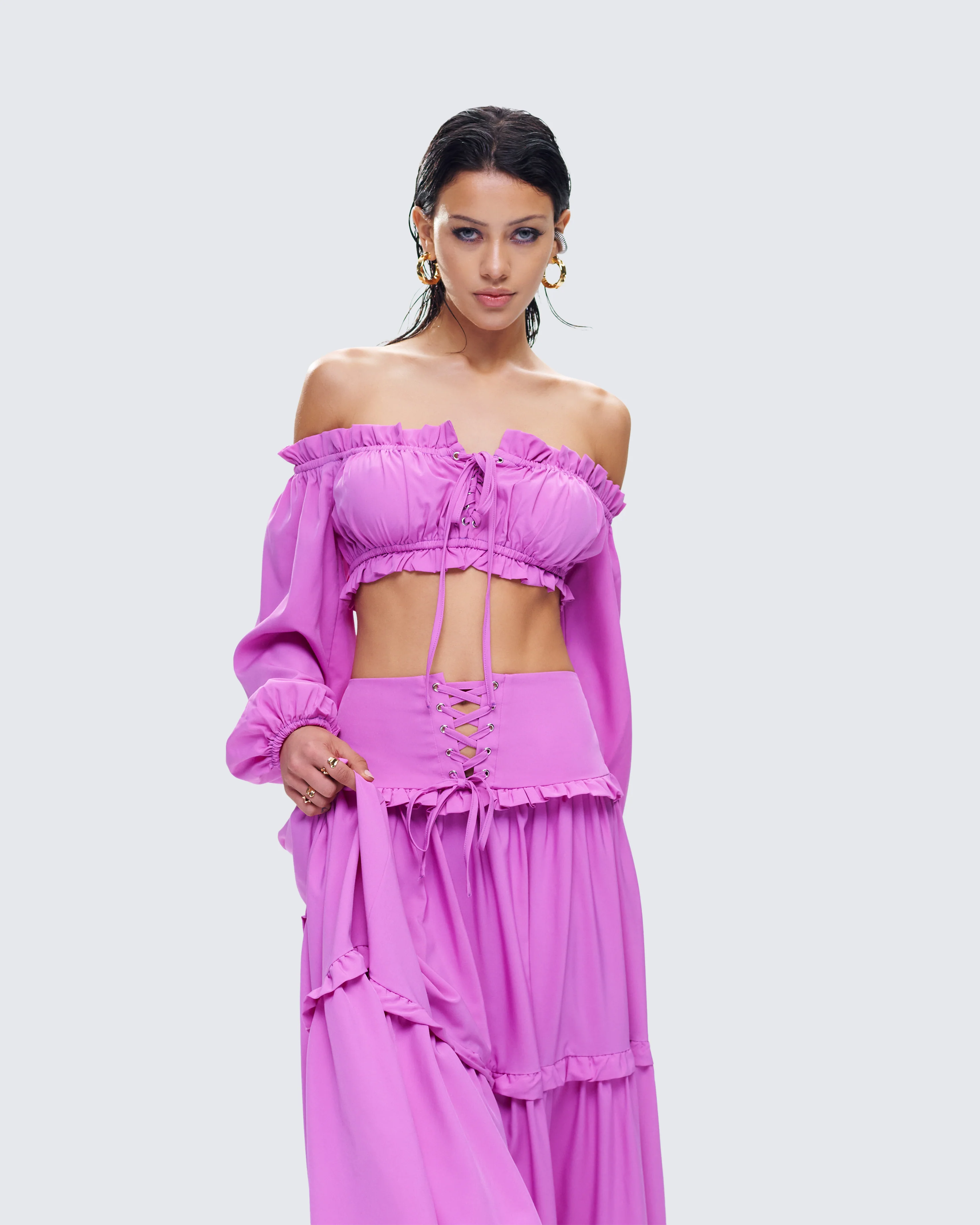 Fabiana Lilac Off Shoulder Crop Top - Image 6