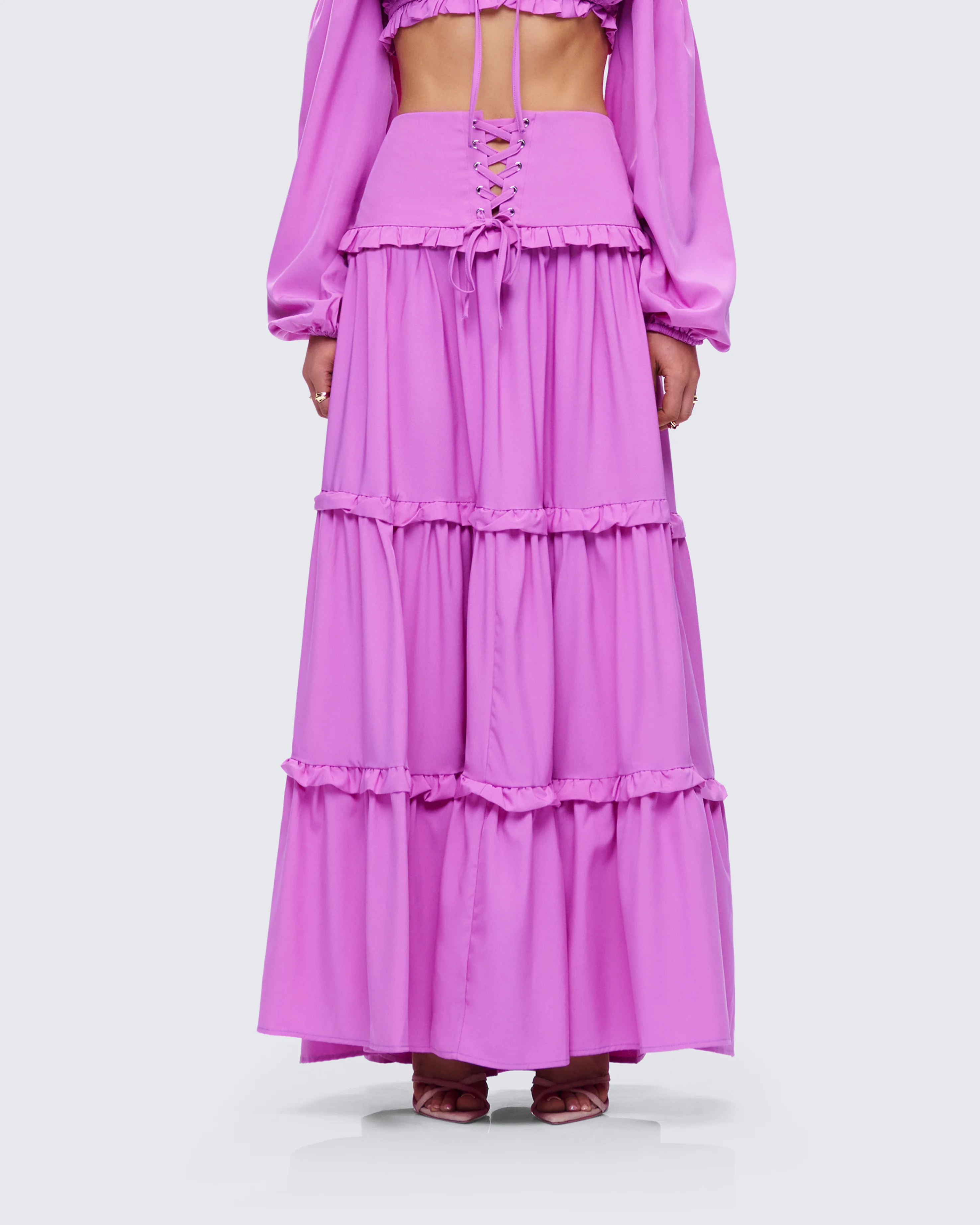 Fabiana Lilac Tiered Maxi Skirt - Image 4