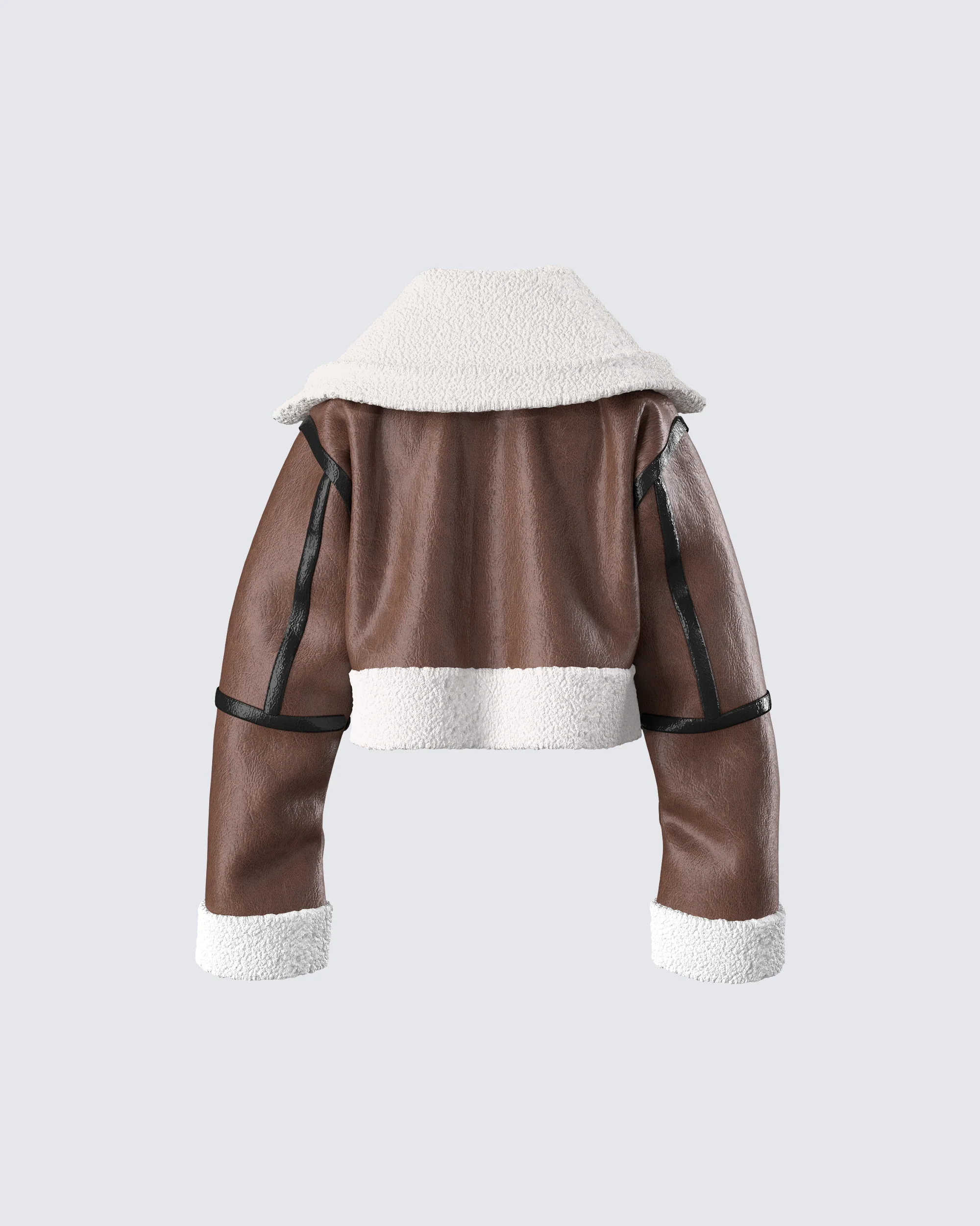Farah Brown Vegan Leather Bomber - Image 3