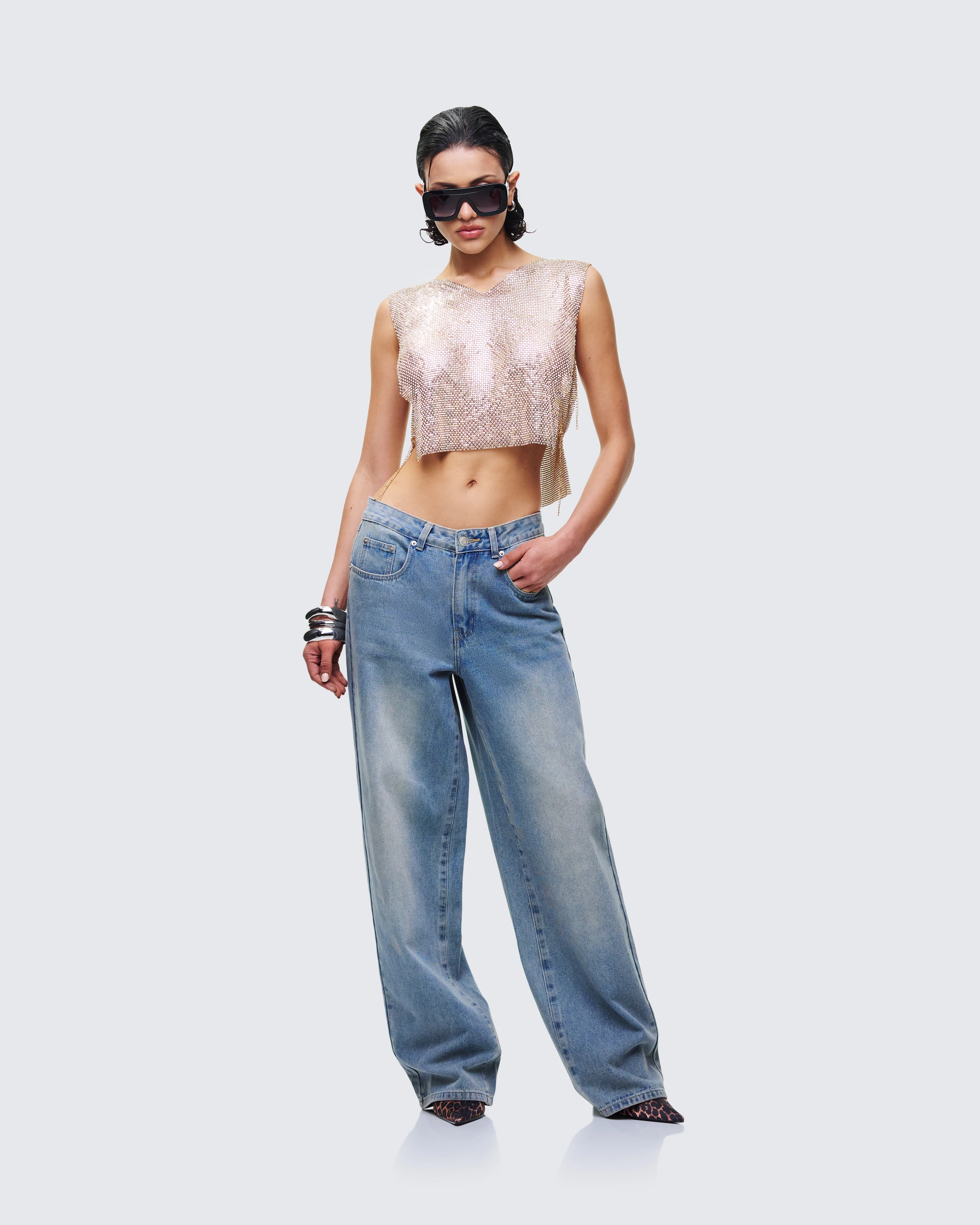 Fayla Gold Chainmail Square Top - Image 5