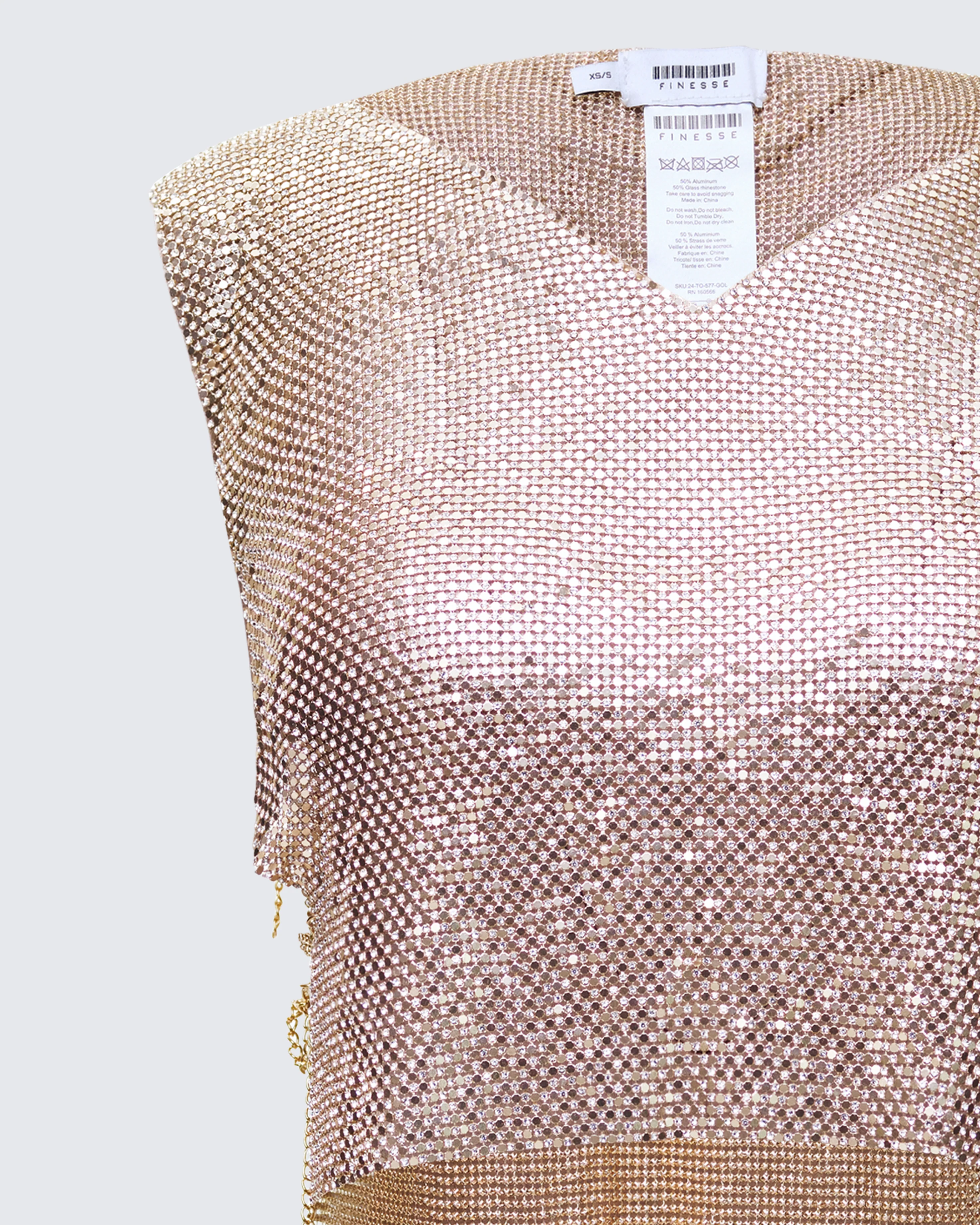 Fayla Gold Chainmail Square Top - Image 6