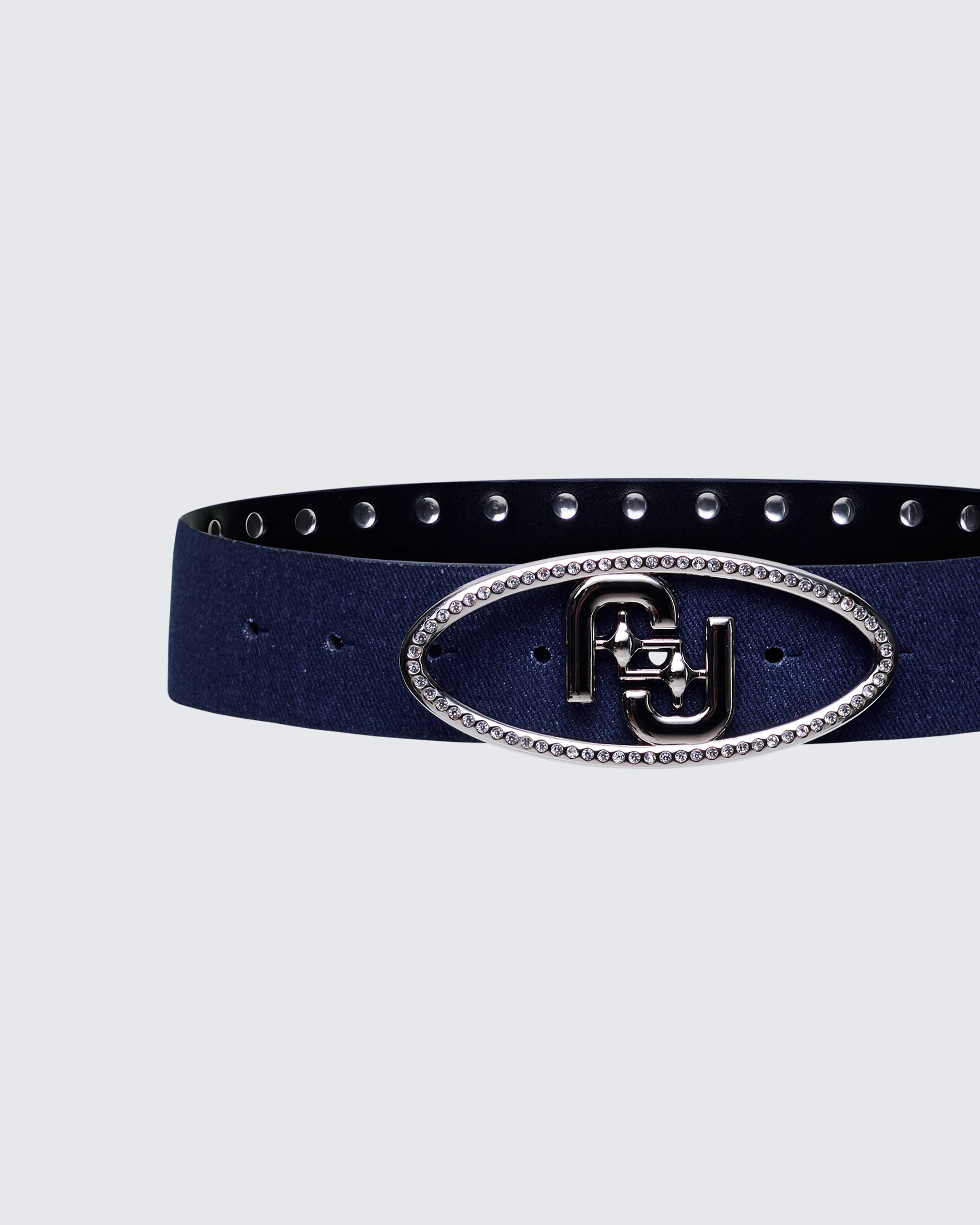 Fidelia Blue Denim Finesse Icon Plate Diamonte Belt - Image 2