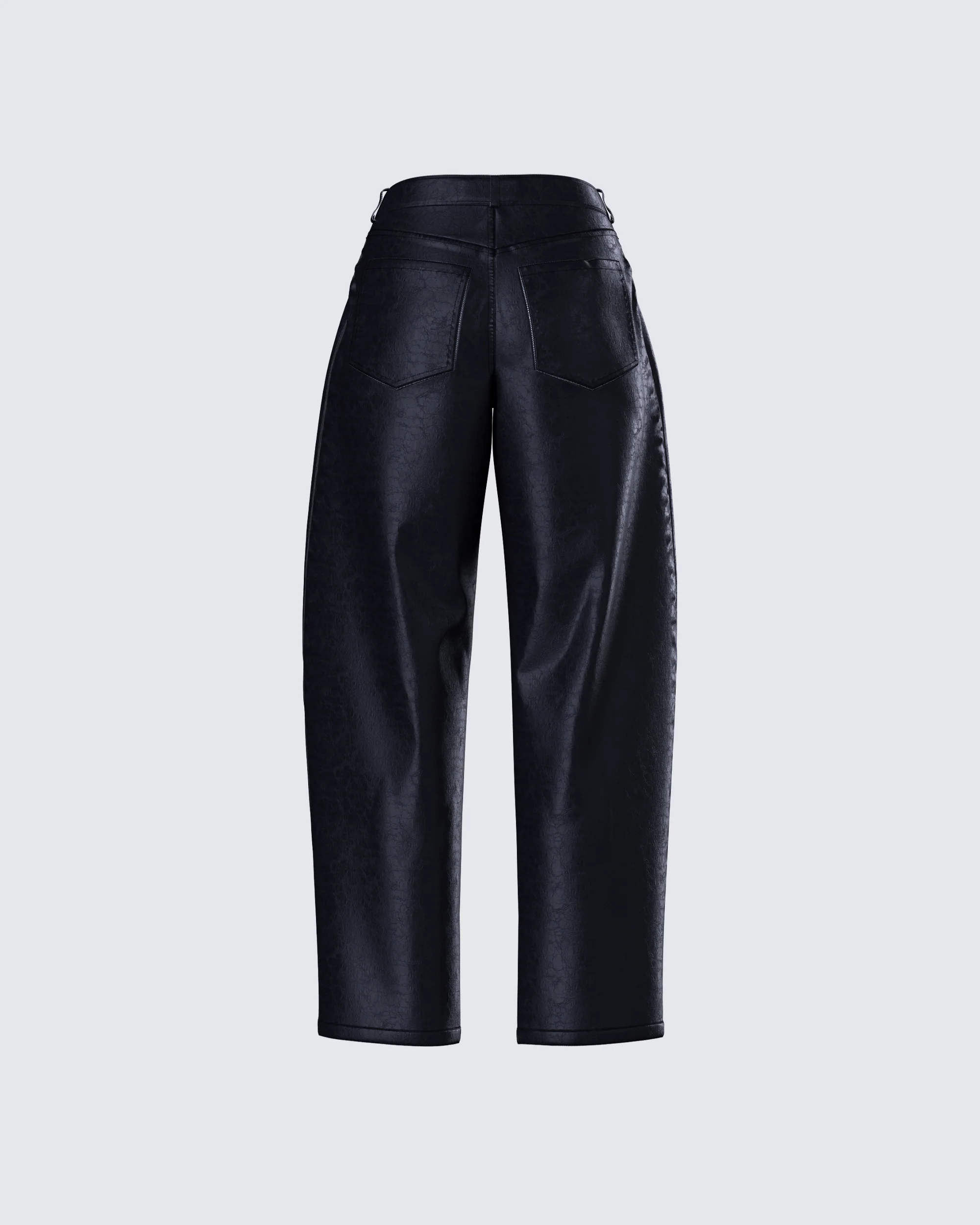 Flavia Black Vegan Leather Barrel Pant - Image 3