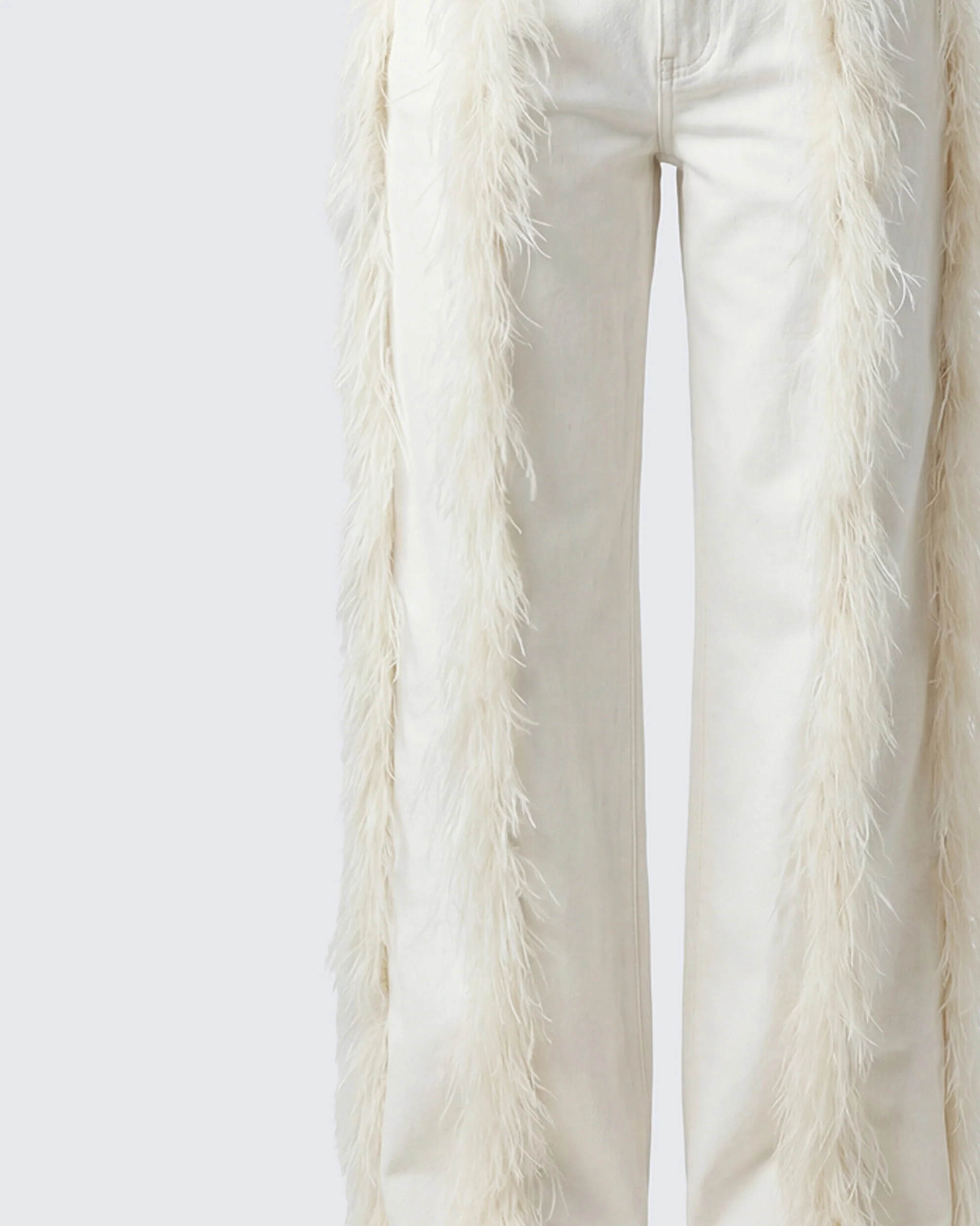 Flint Ivory Straight leg Jeans With Fur Trim - Image 6