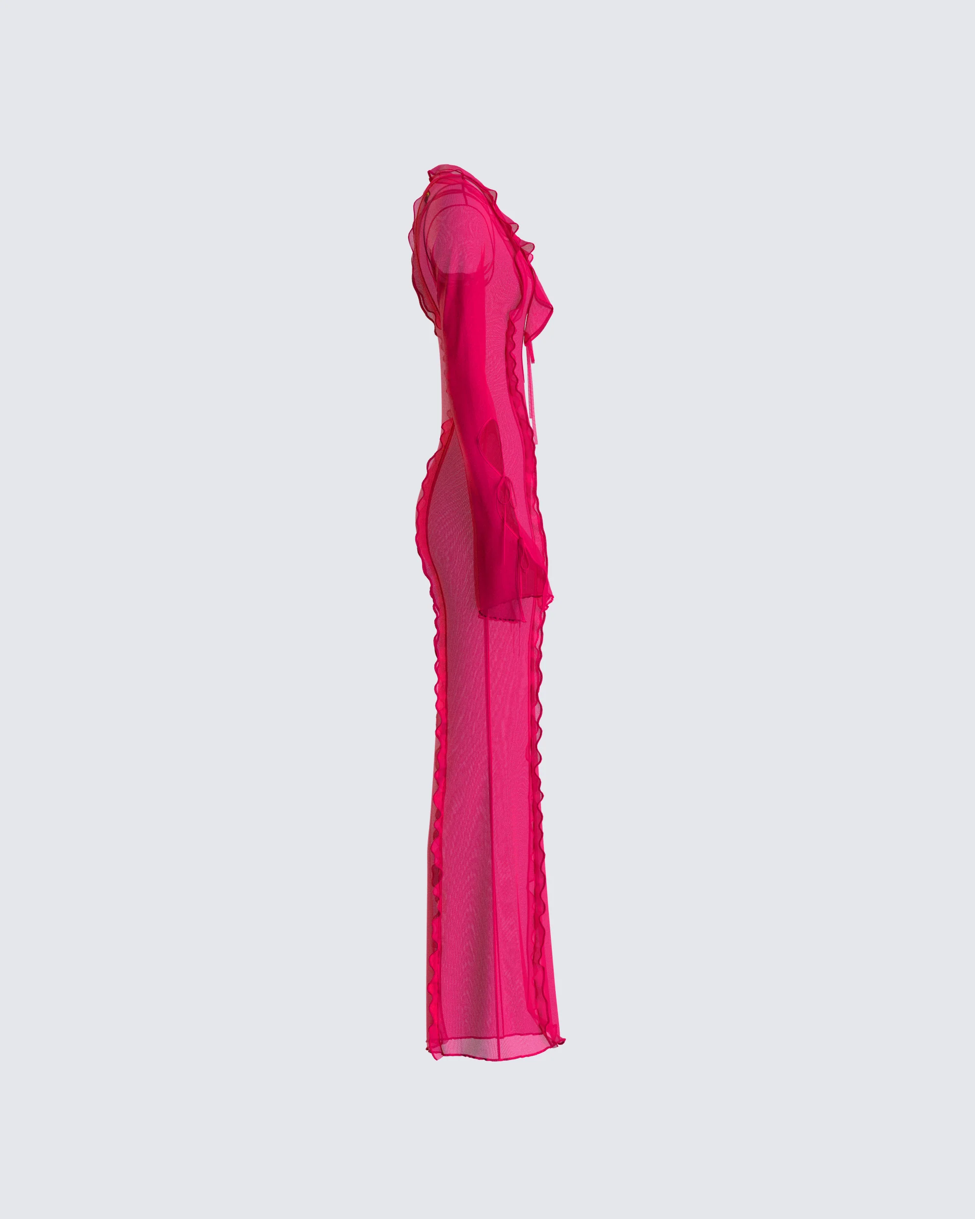 Florence Magenta Mesh Maxi Dress - Image 2