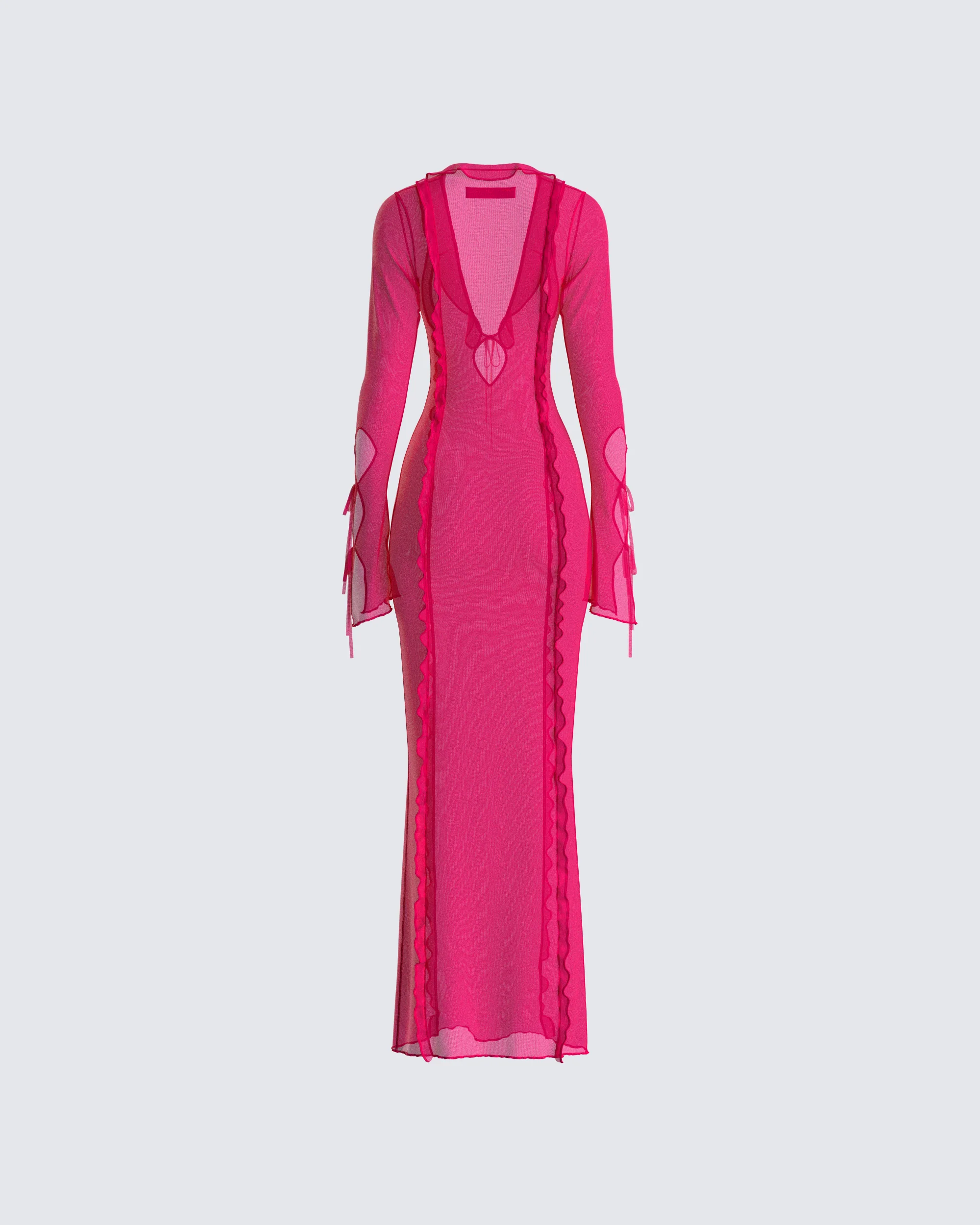 Florence Magenta Mesh Maxi Dress - Image 3