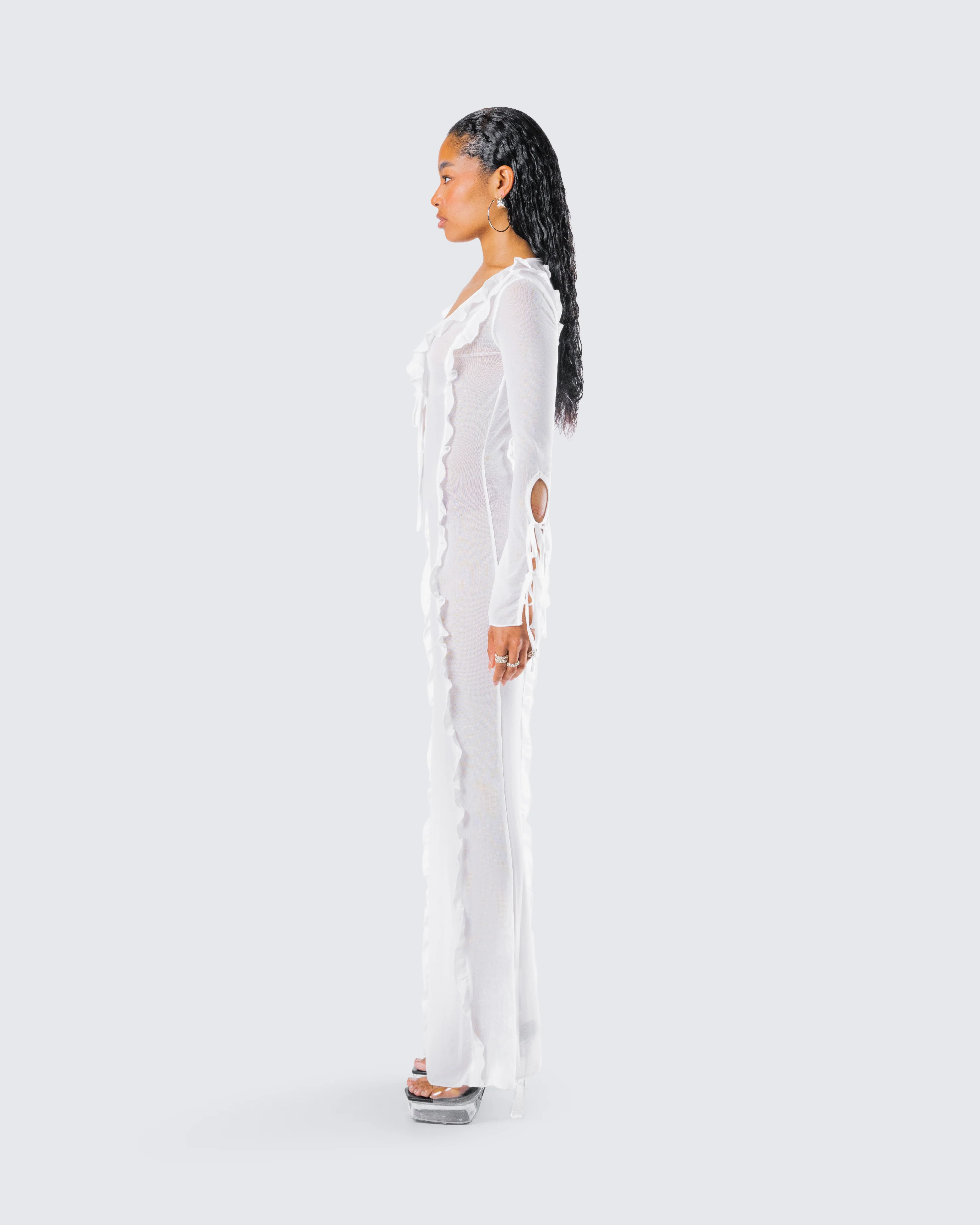 Florence White Mesh Maxi Dress - Image 6