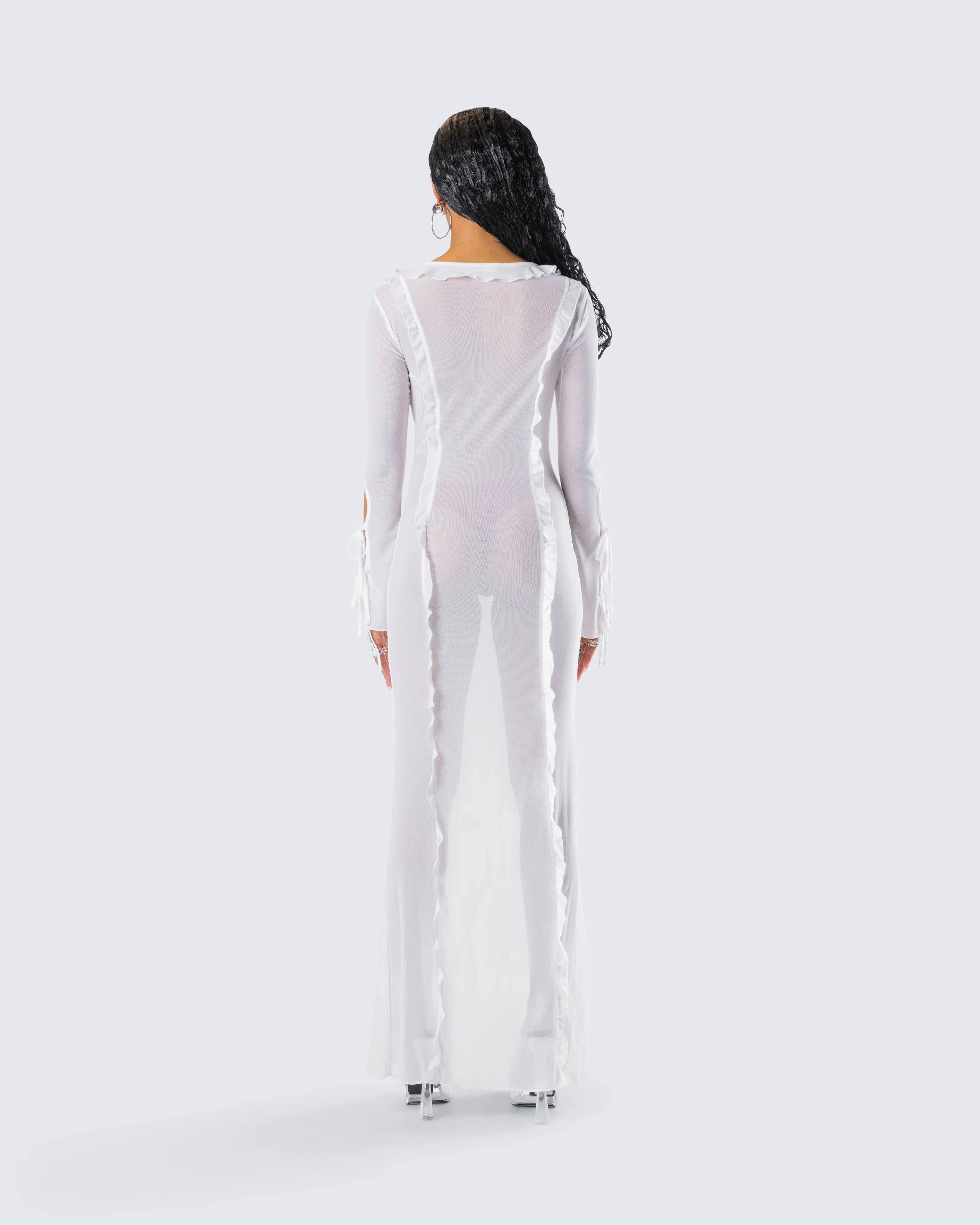 Florence White Mesh Maxi Dress - Image 7