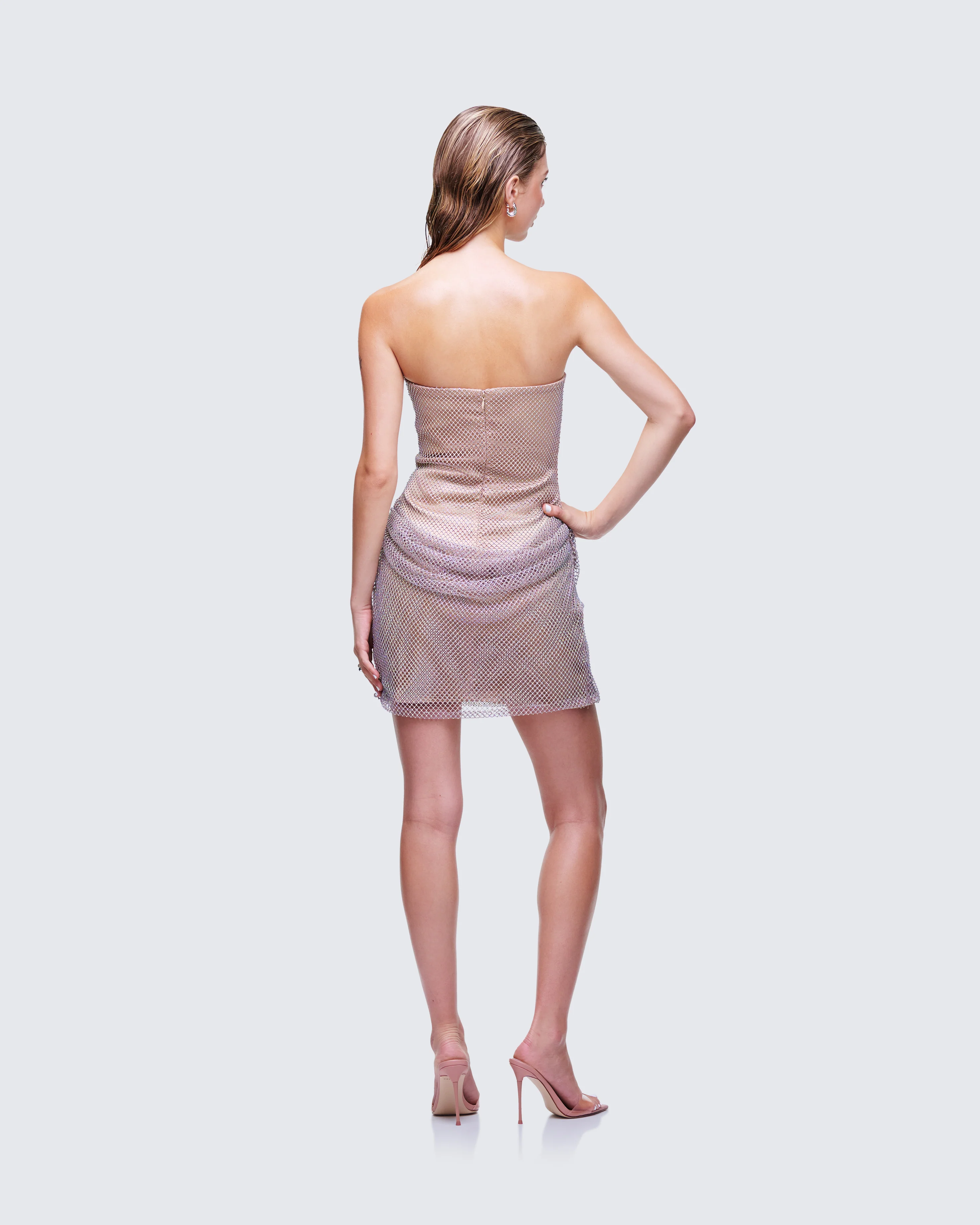 Fortuna Silver Hotfix Strapless Mini Dress - Image 5