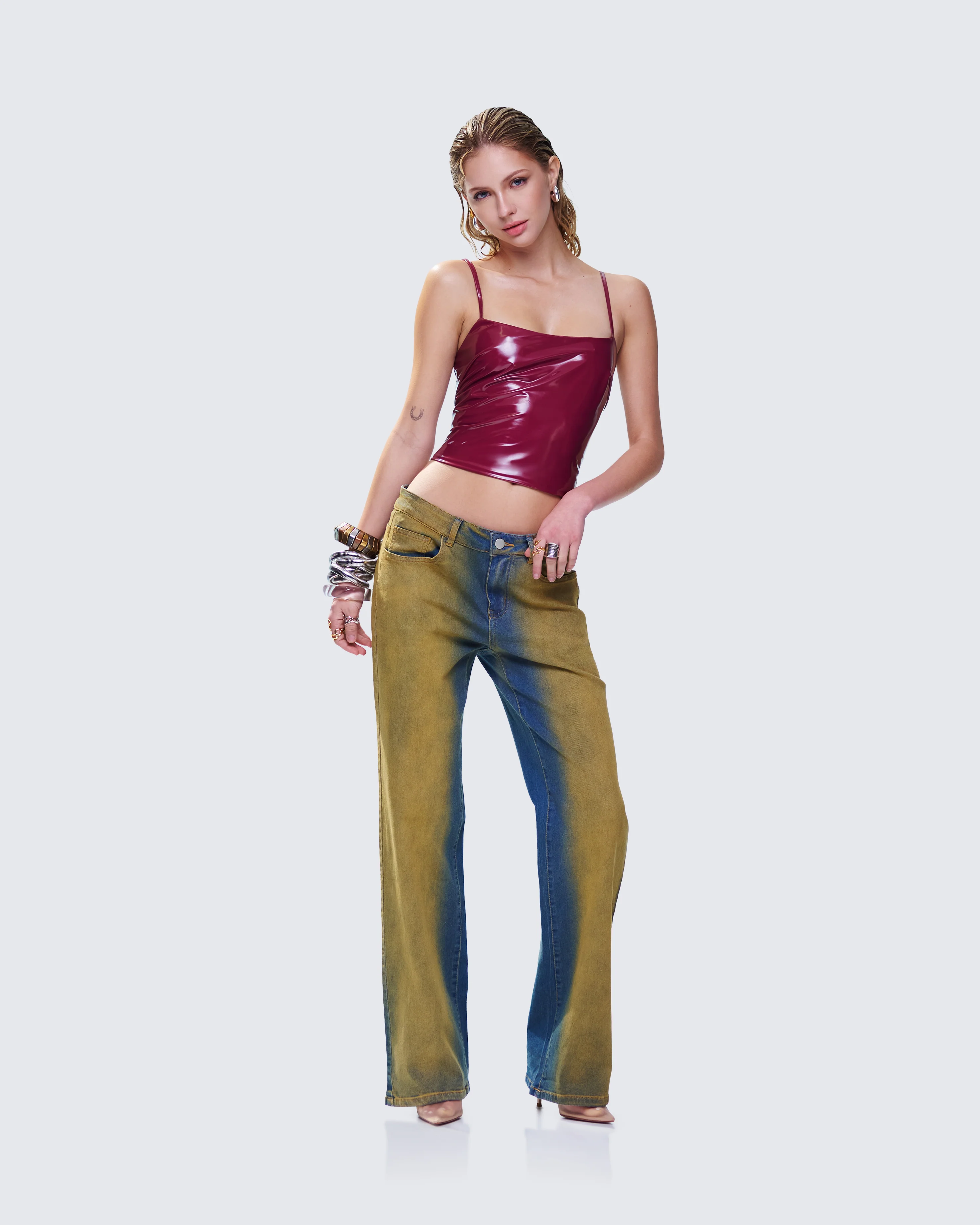 Francine Burgundy Vegan Leather Top - Image 5