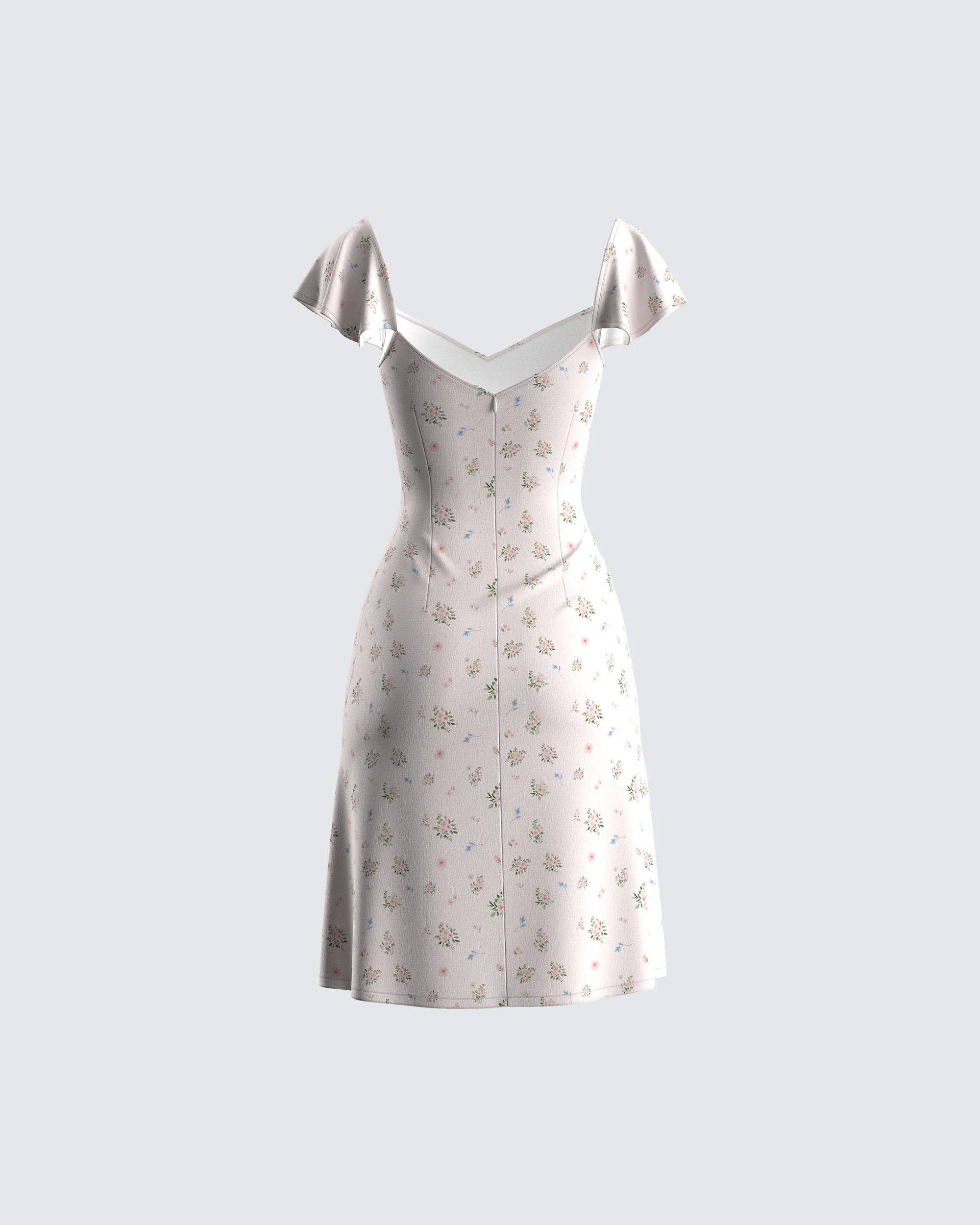 Francisca Beige Flower Print Dress - Image 3