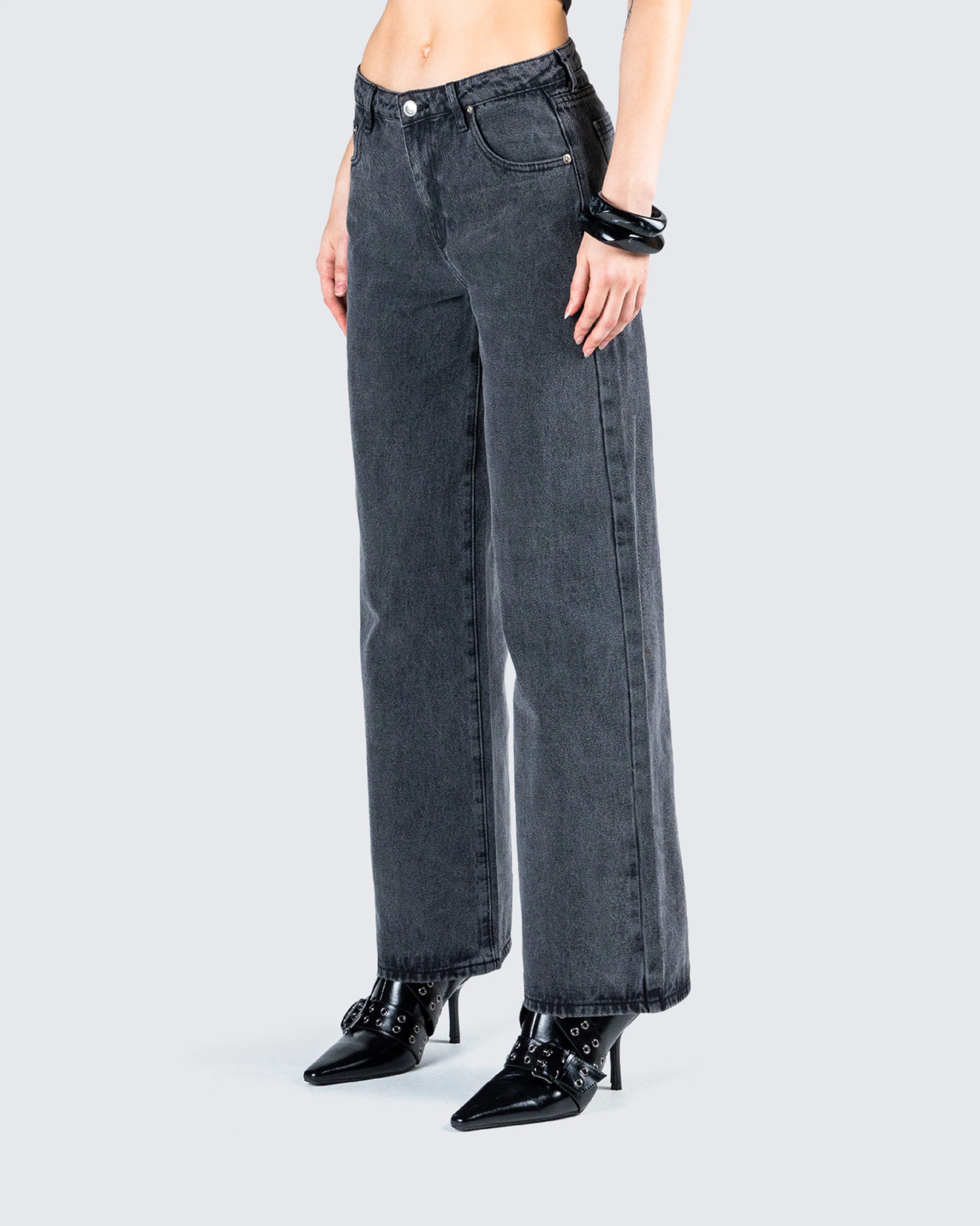 Frieda Grey Denim Wide Leg Jean - Image 5