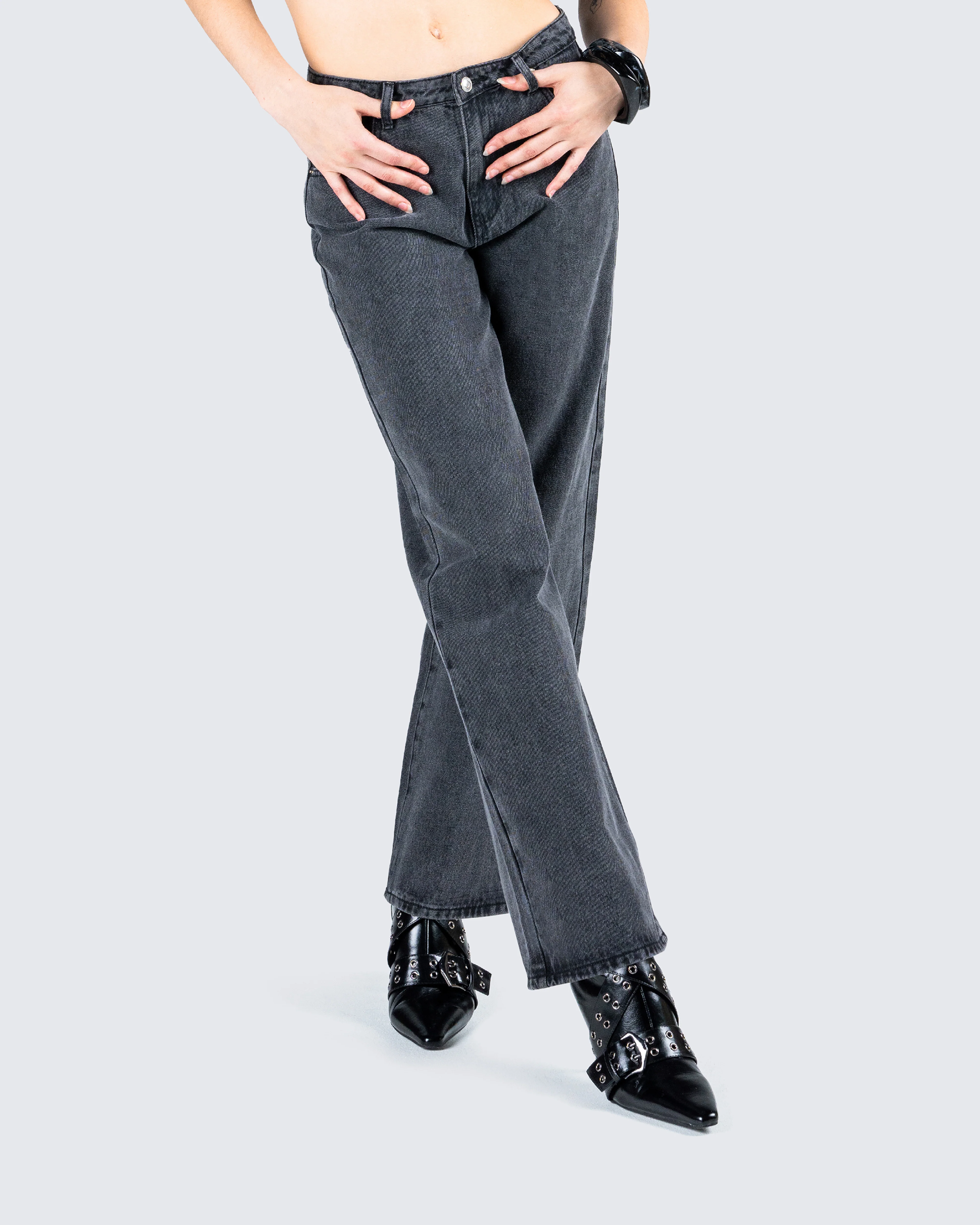 Frieda Grey Denim Wide Leg Jean - Image 8