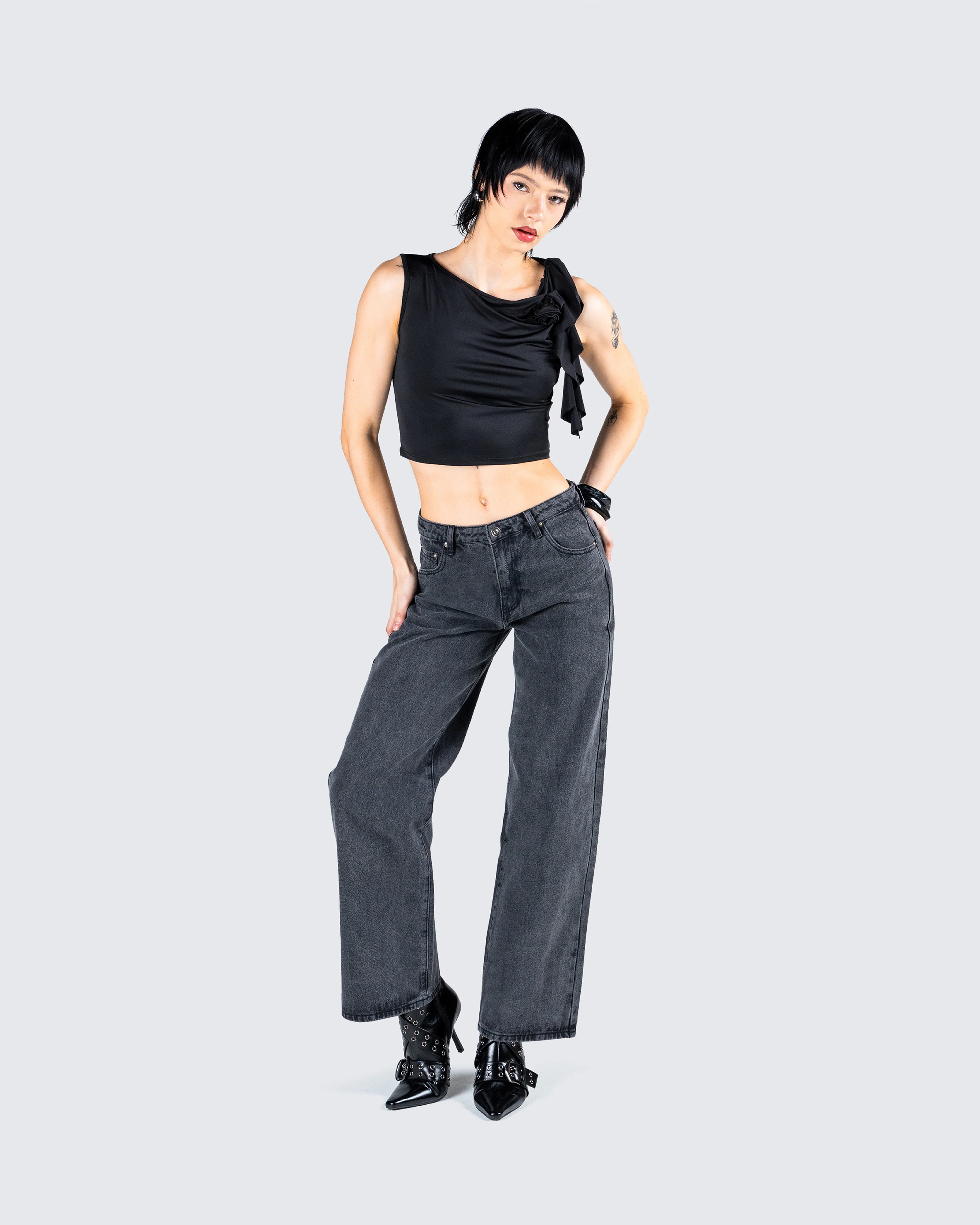 Frieda Grey Denim Wide Leg Jean - Image 9
