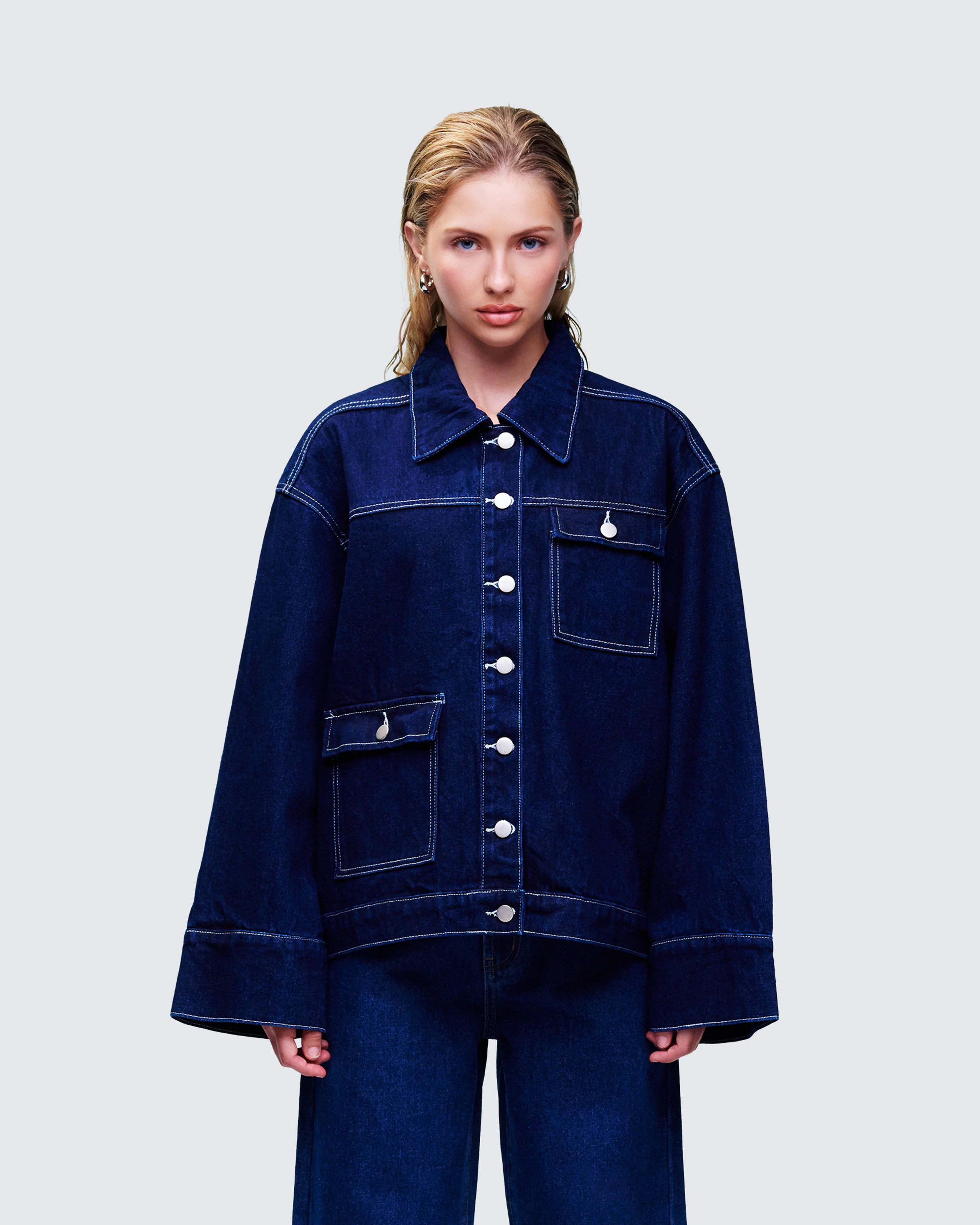 Frovi Blue Denim Oversized Shirt - Image 2