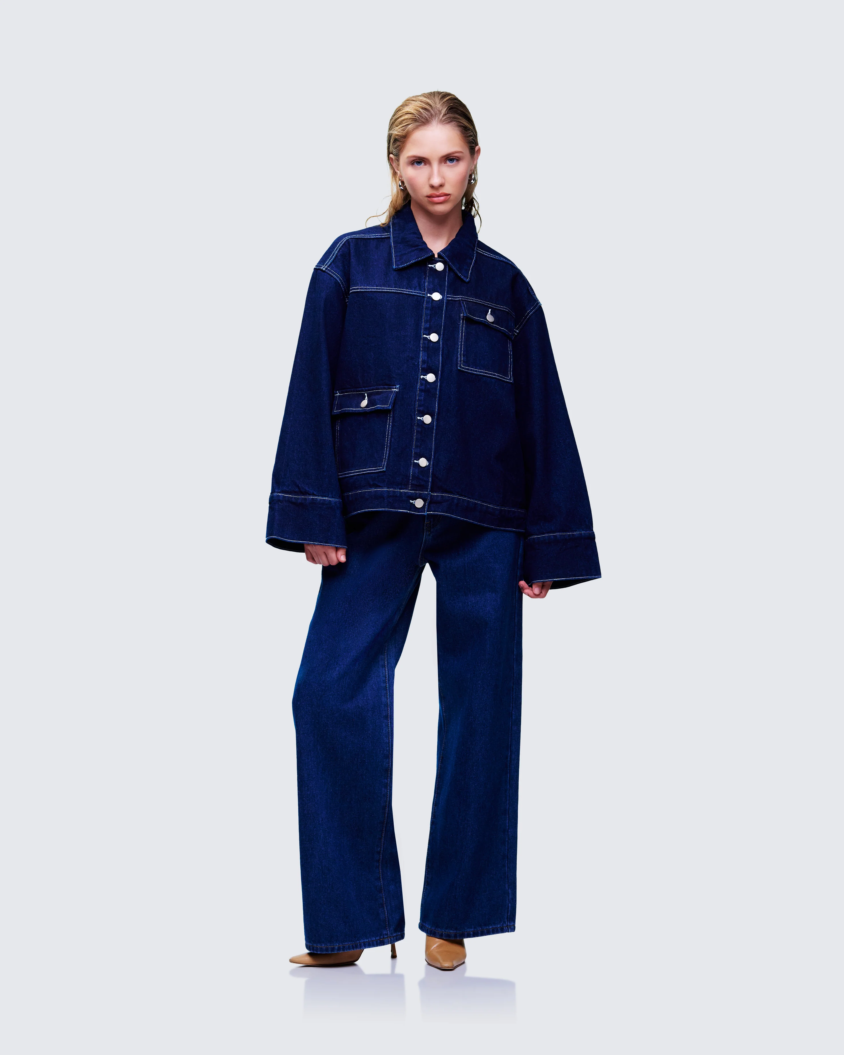 Frovi Blue Denim Oversized Shirt - Image 5