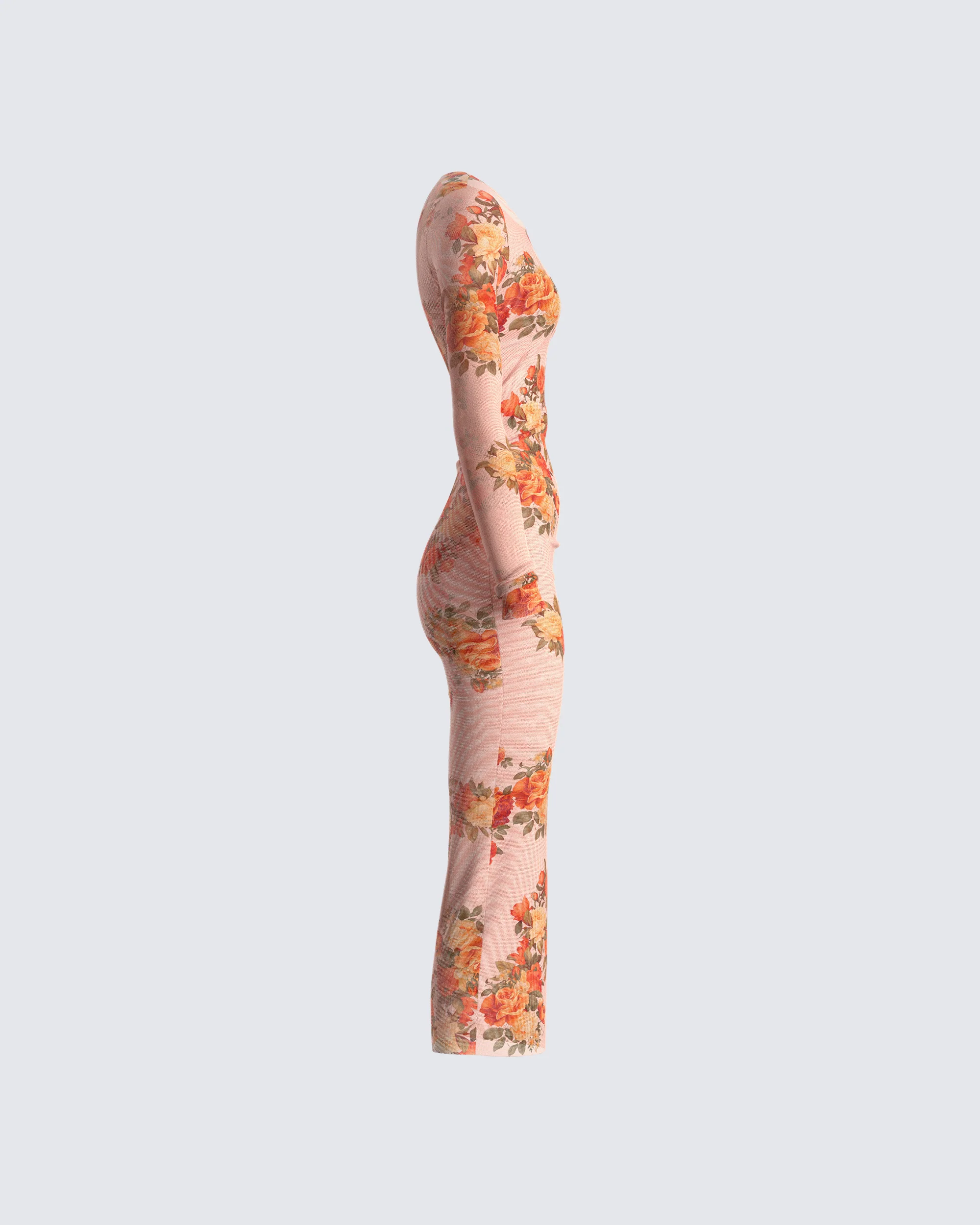 Gardenia Rose Print Mesh Midi Dress - Image 2