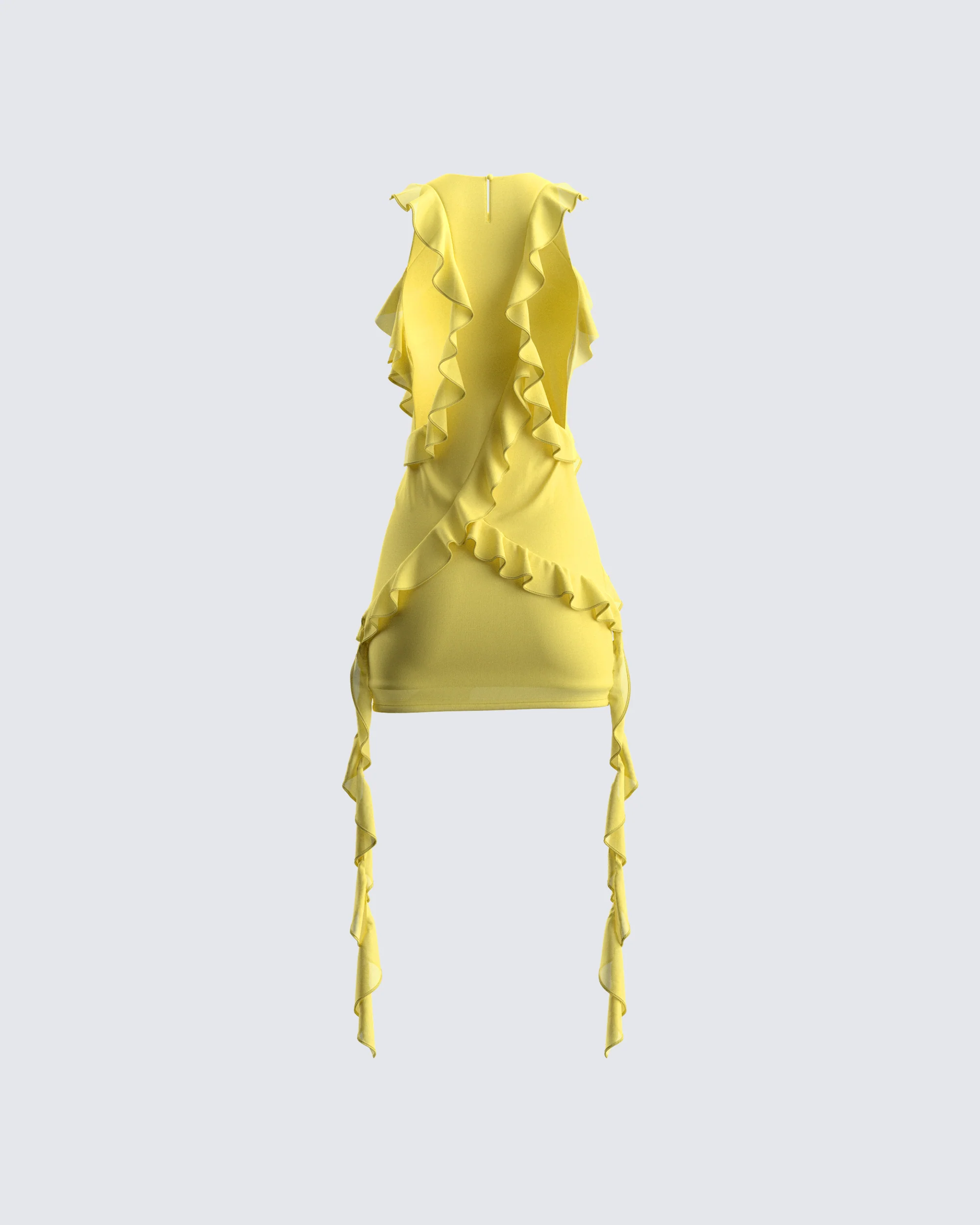 Gem Yellow Ruffle Mini Dress - Image 3