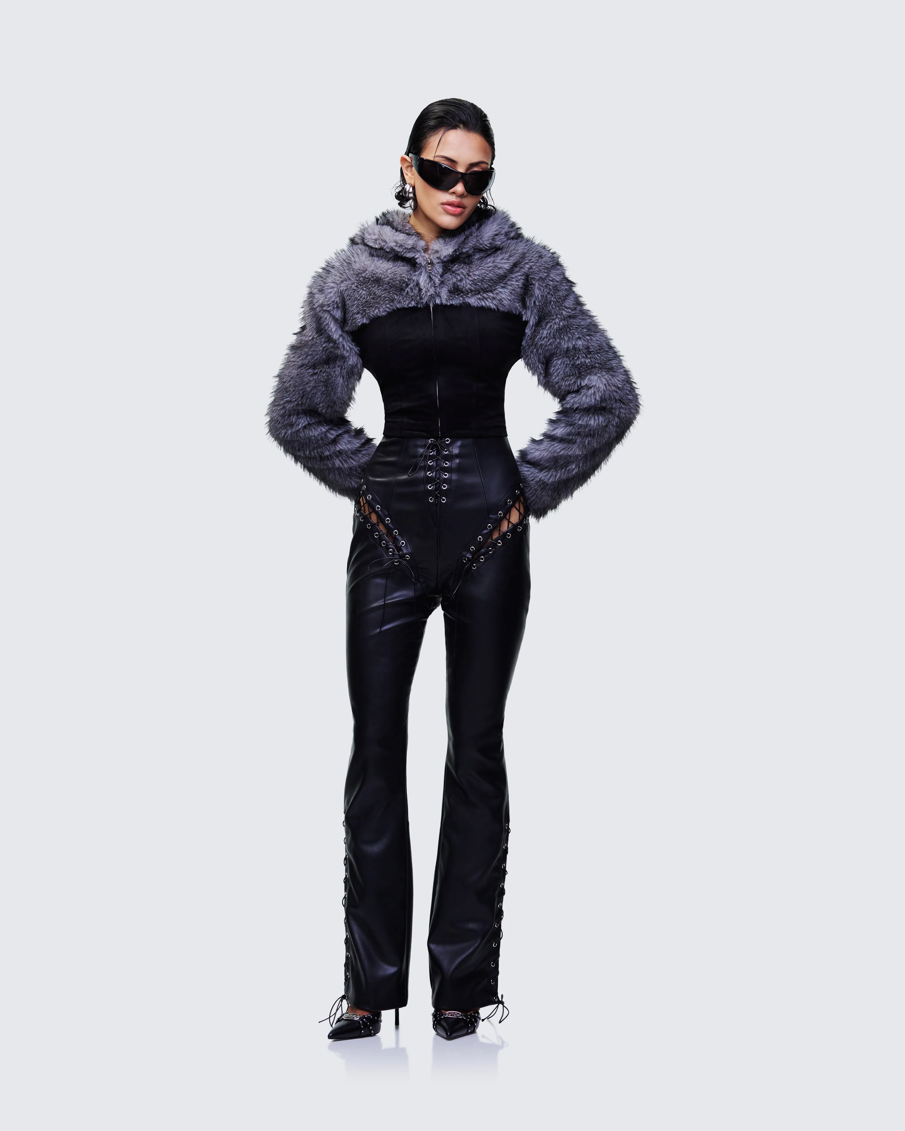 Genesis Black Faux Fur Hooded Jacket - Image 5