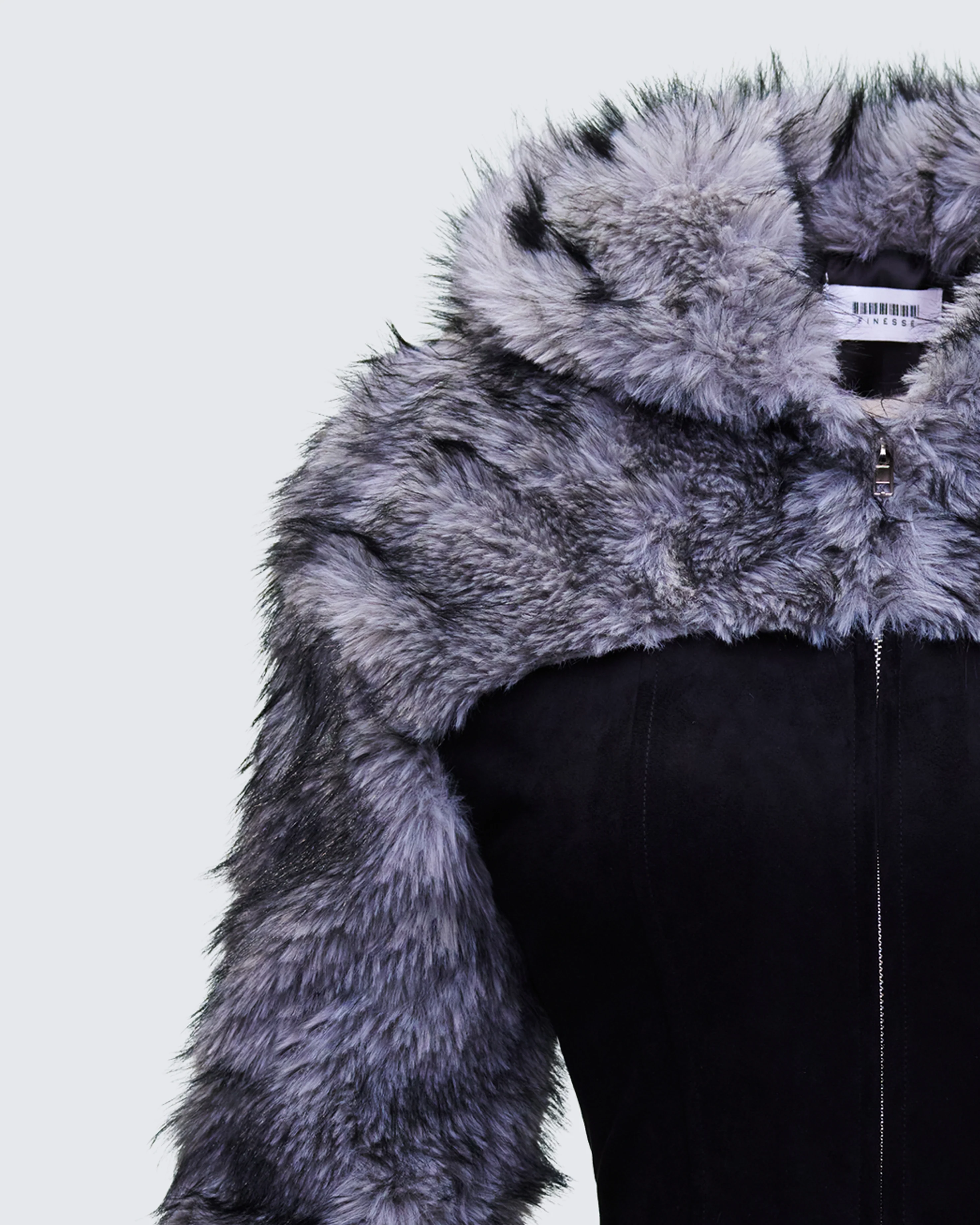 Genesis Black Faux Fur Hooded Jacket - Image 6