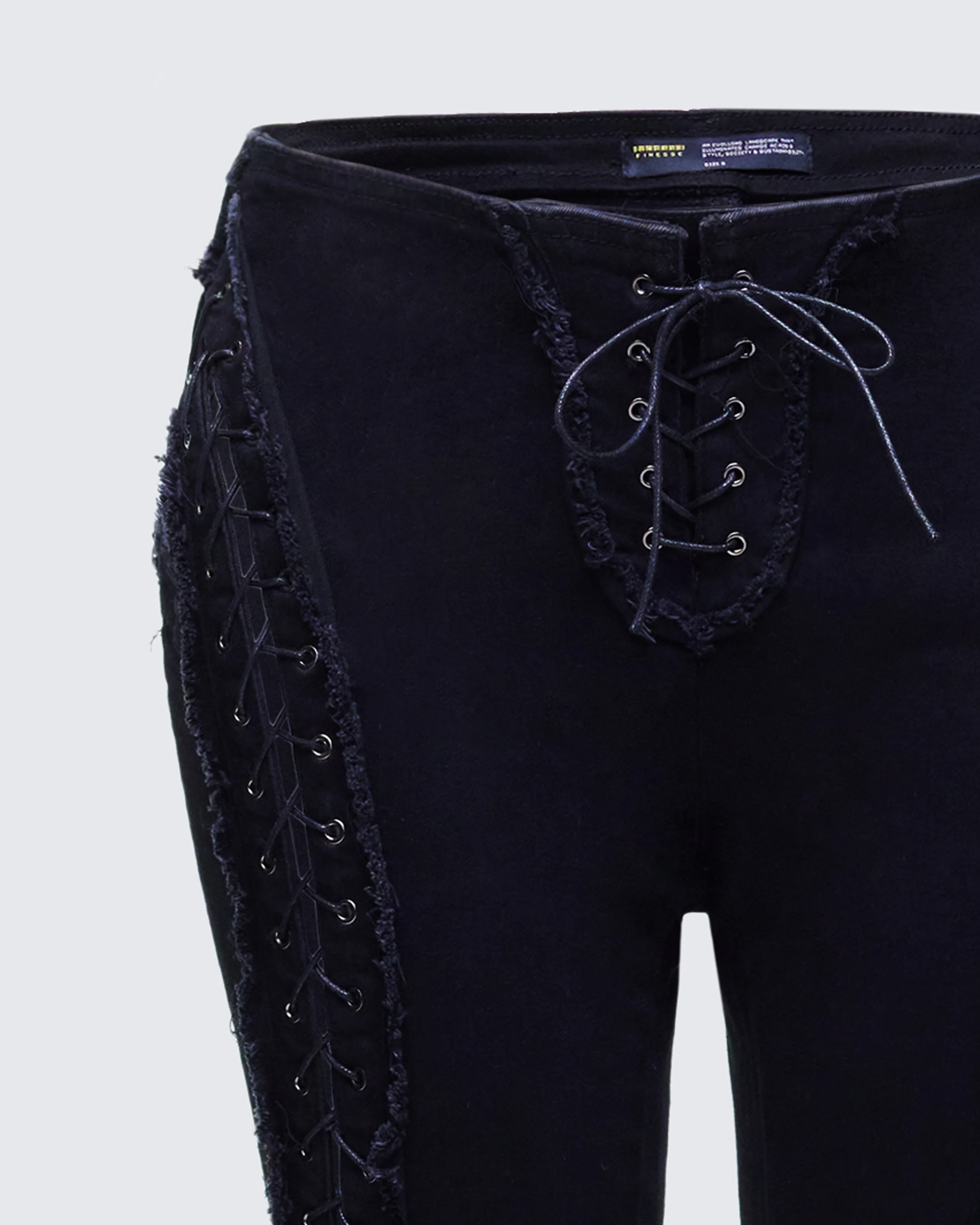 Genoveva Black Denim Lace Up Jeans - Image 6
