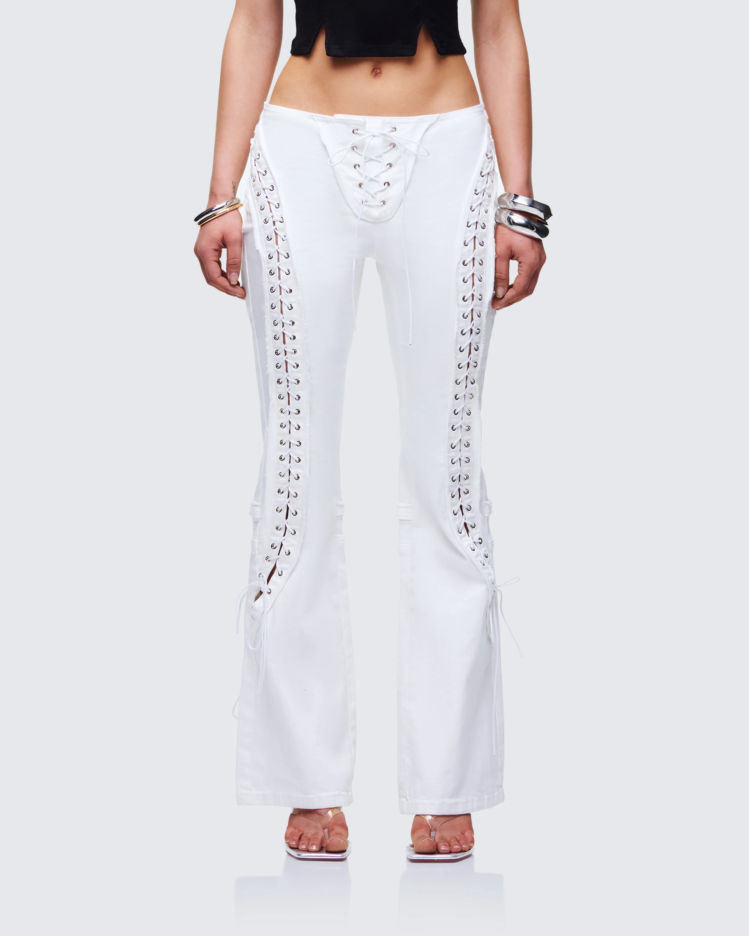 Genoveva Stone Denim Lace Up Jeans - Image 2