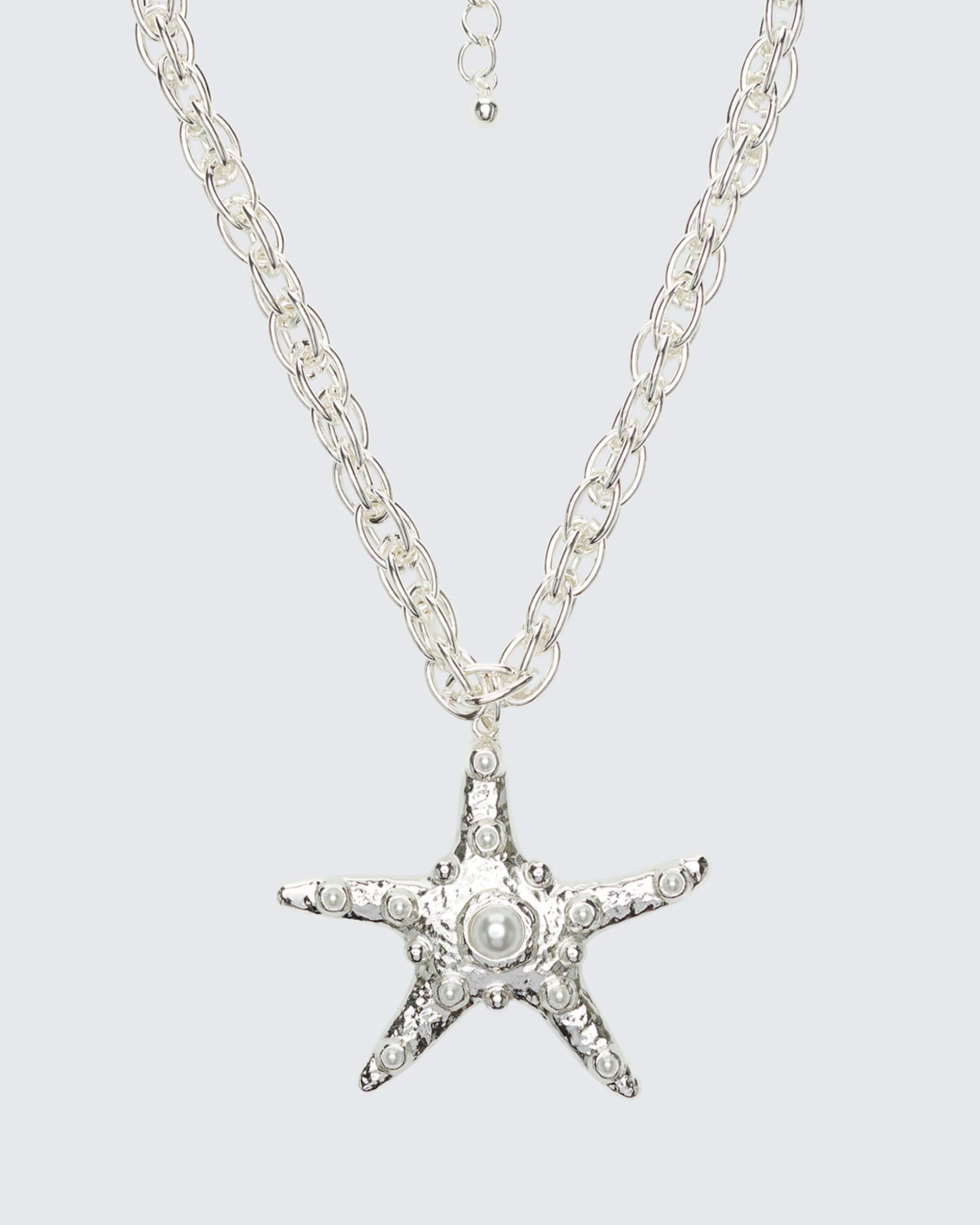 Ghalia Silver Molten Starfish Pendant Necklace - Image 2